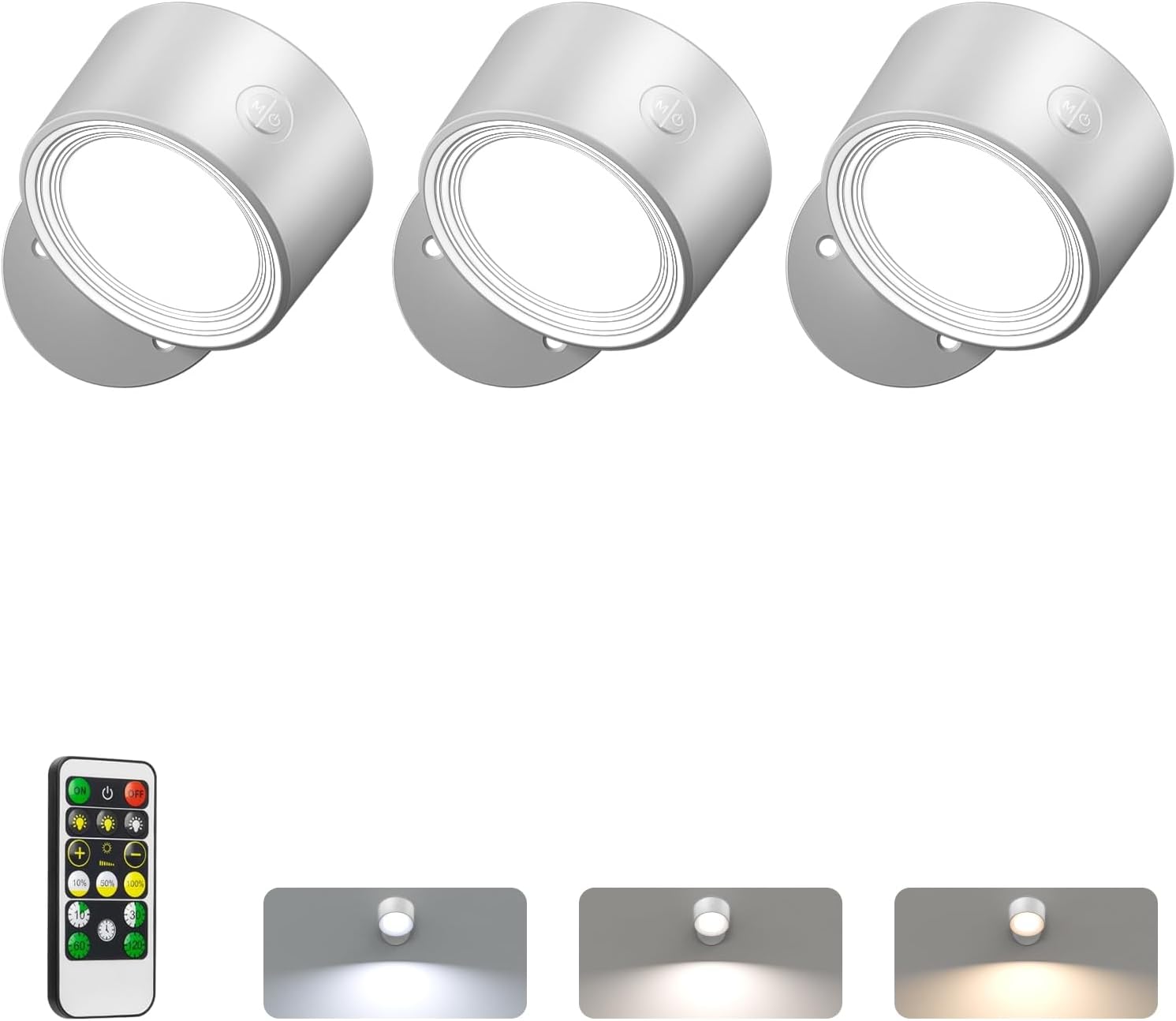 High-Quality LED Wall Reading Lights with Remote, Unique Rechargeable Wall Mount...