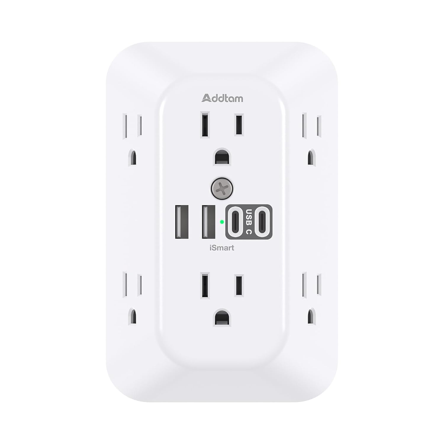 Addtam Surge Protector Outlet Extender, 6-Outlet Splitter with 4 USB Wall Charge...
