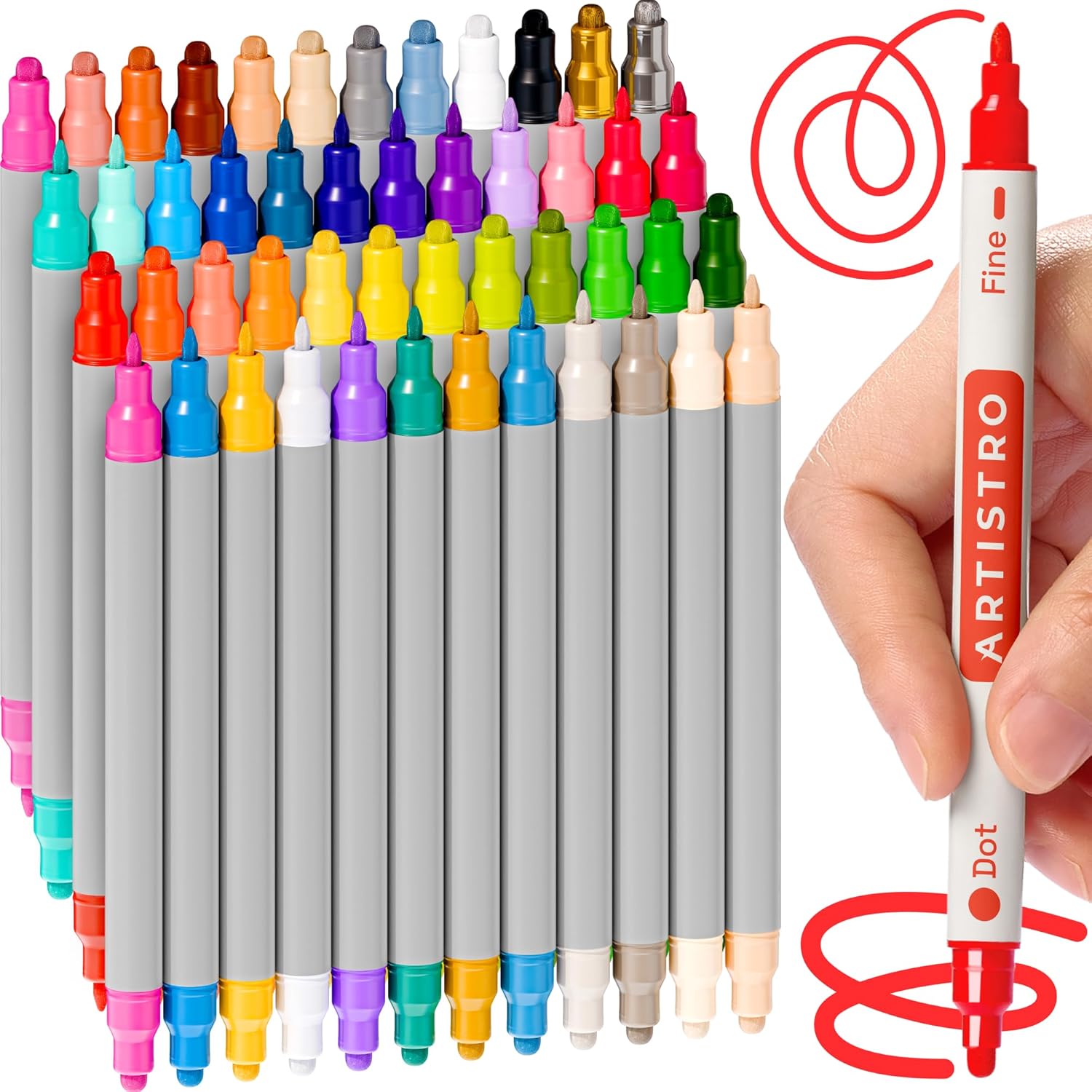 ARTISTRO Acrylic Paint Pens, Unique Dual Tip Paint Markers Set with Dot & Fine T...
