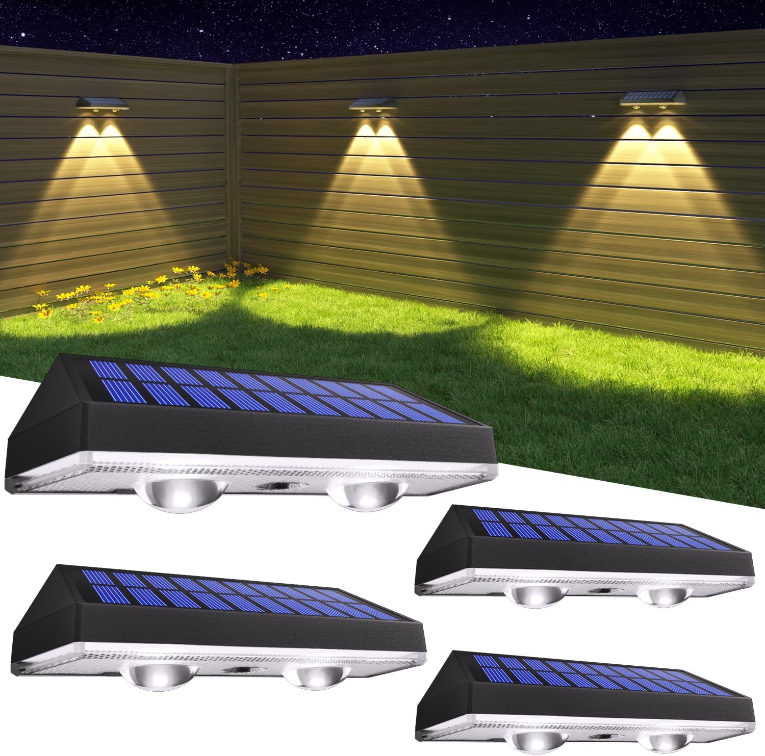 HAMLITE Solar Fence Lights Outdoor Garden: Solar Wall Lights Outdoor Waterproof...