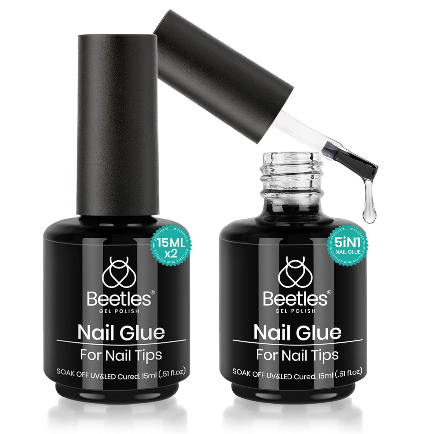 beetles Gel Polish 2 Pcs 15ml Nail Glue Kit for Ac...