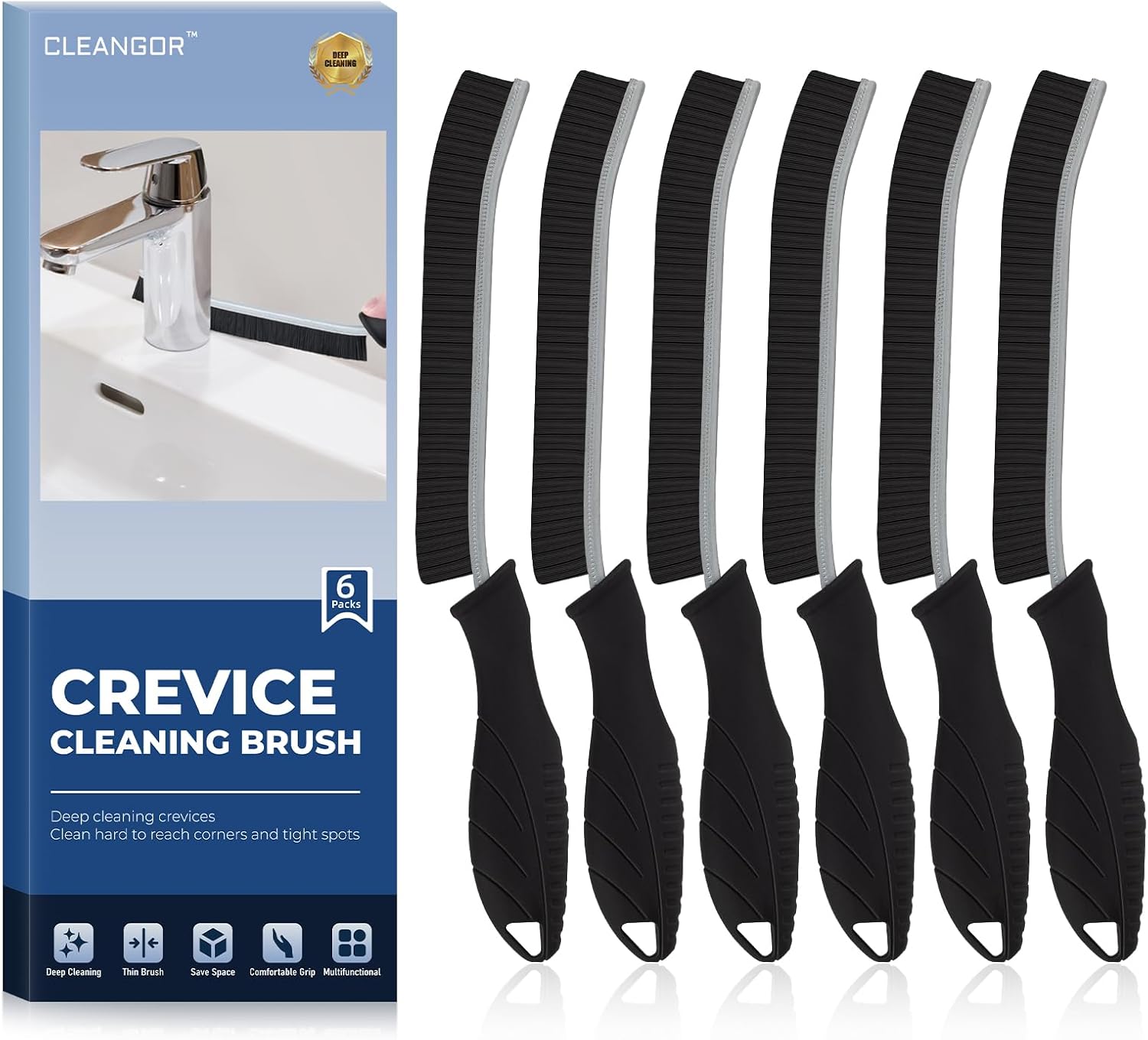 Cleangor Crevice Cleaning Brushes UK, Grout Cleaner Brush for Small Spaces to Re...