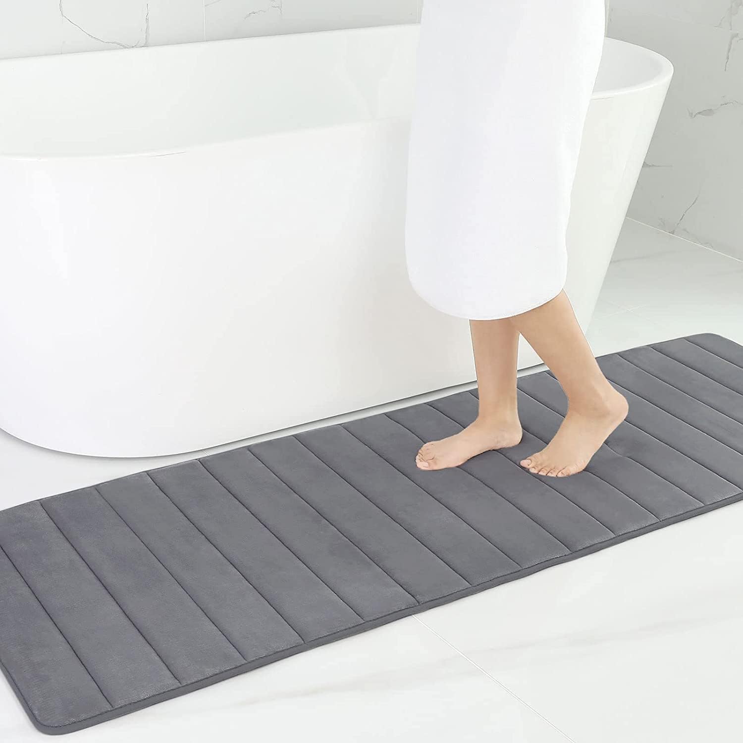 smiry Memory Foam Bath Mat, Special Extra Soft Bathroom Mat Runner, Highly Absor...