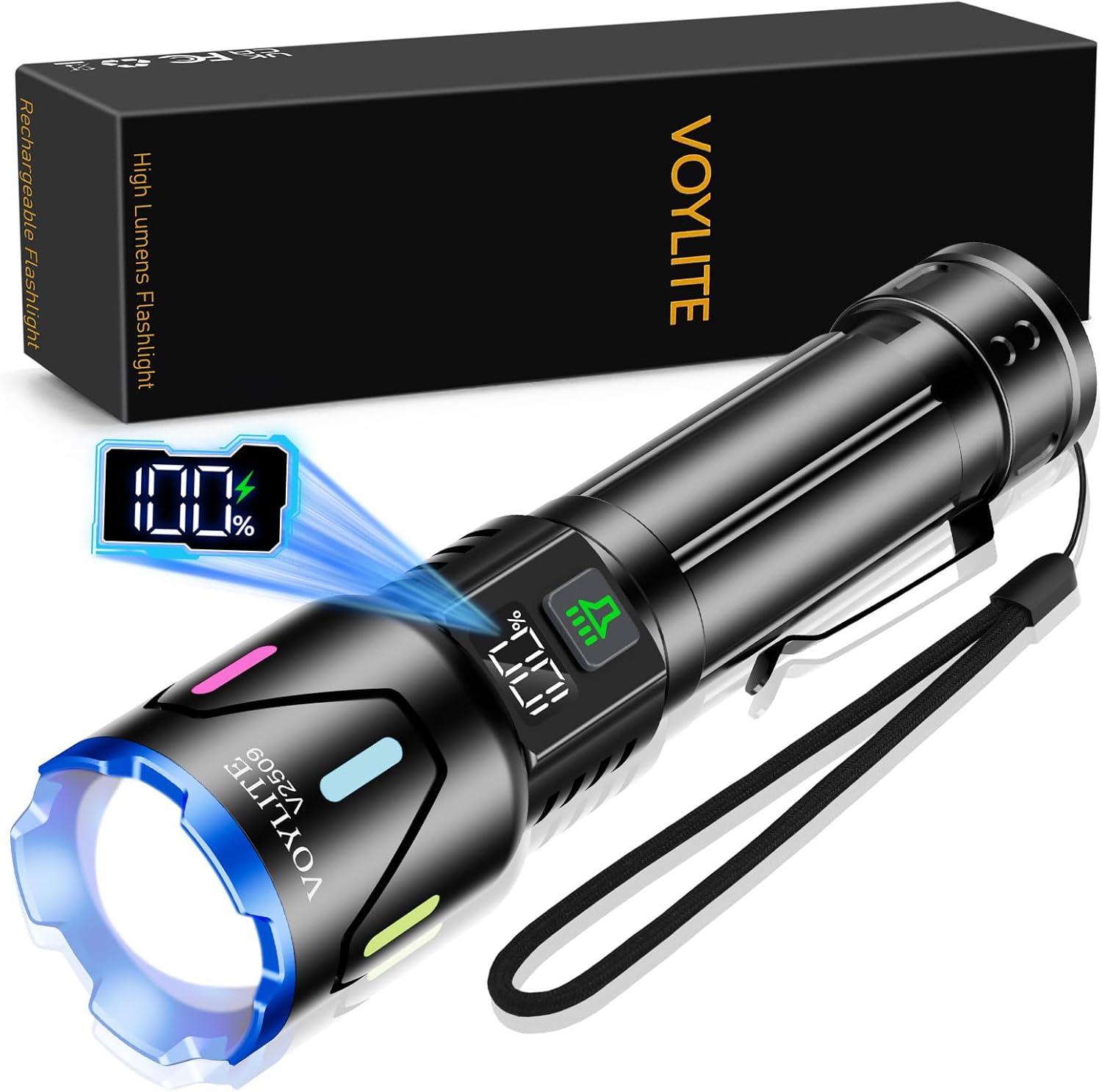 Voylite Torches LED Super Bright 1000000 Lumen Rechargeable - 5000mAh Battery wi...