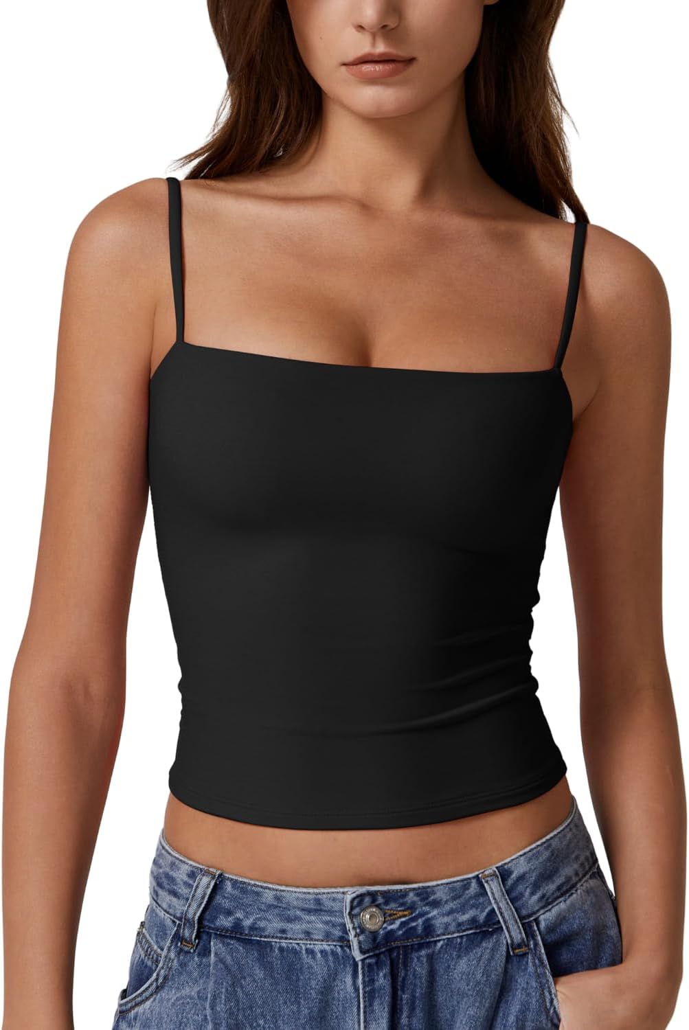 Unique QINSEN Women's Tank Top, Special Sleeveless Camisole with Adjustable Spag...
