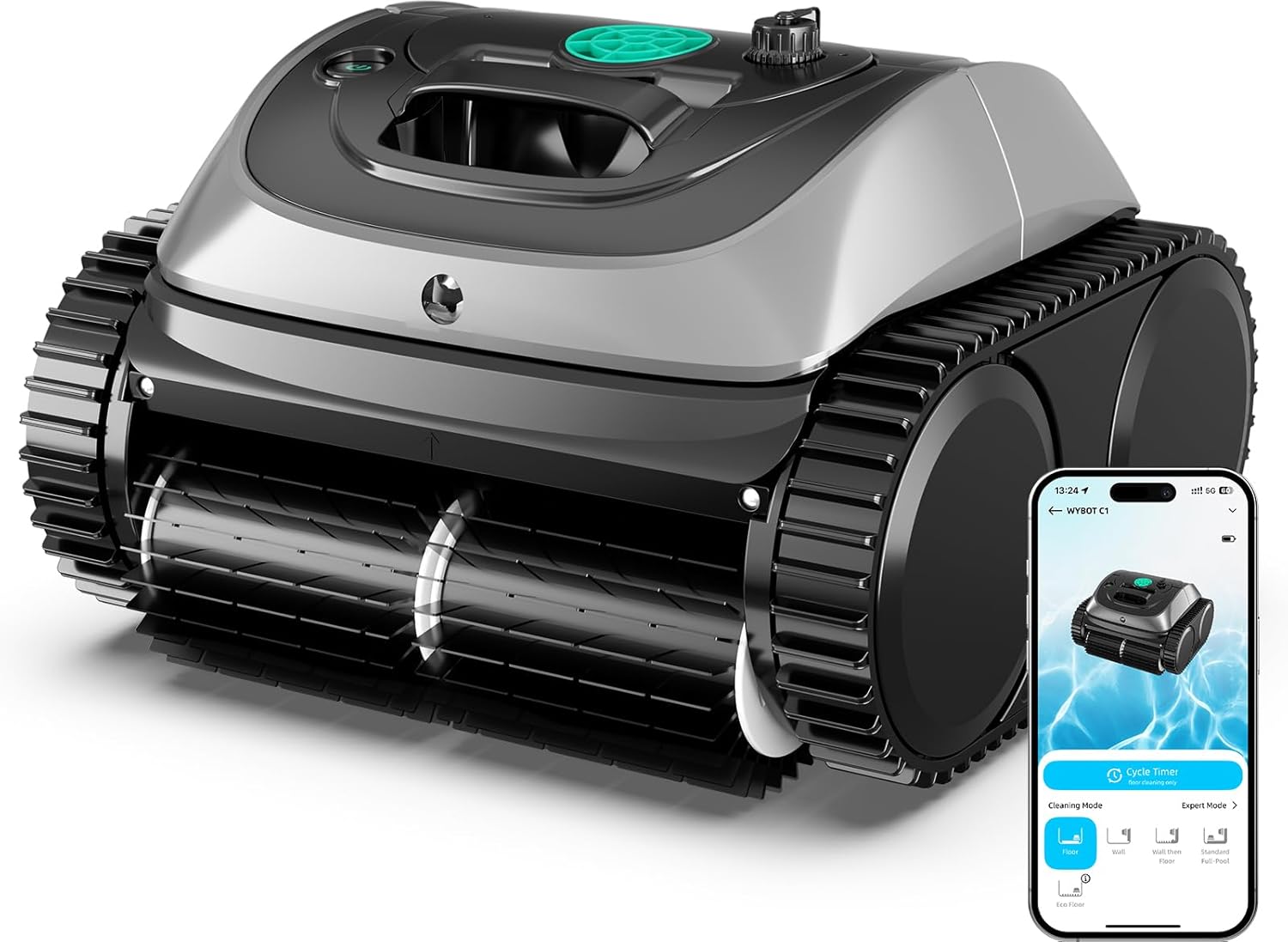 WYBOT C1 Robotic Pool Vacuum for Inground Pools, 150min Runtime Cordless Pool Cl...