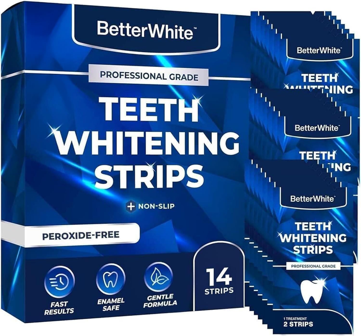 BetterWhite Professional Teeth Whitening Strips 7 Treatments - Enamel Safe - Non...