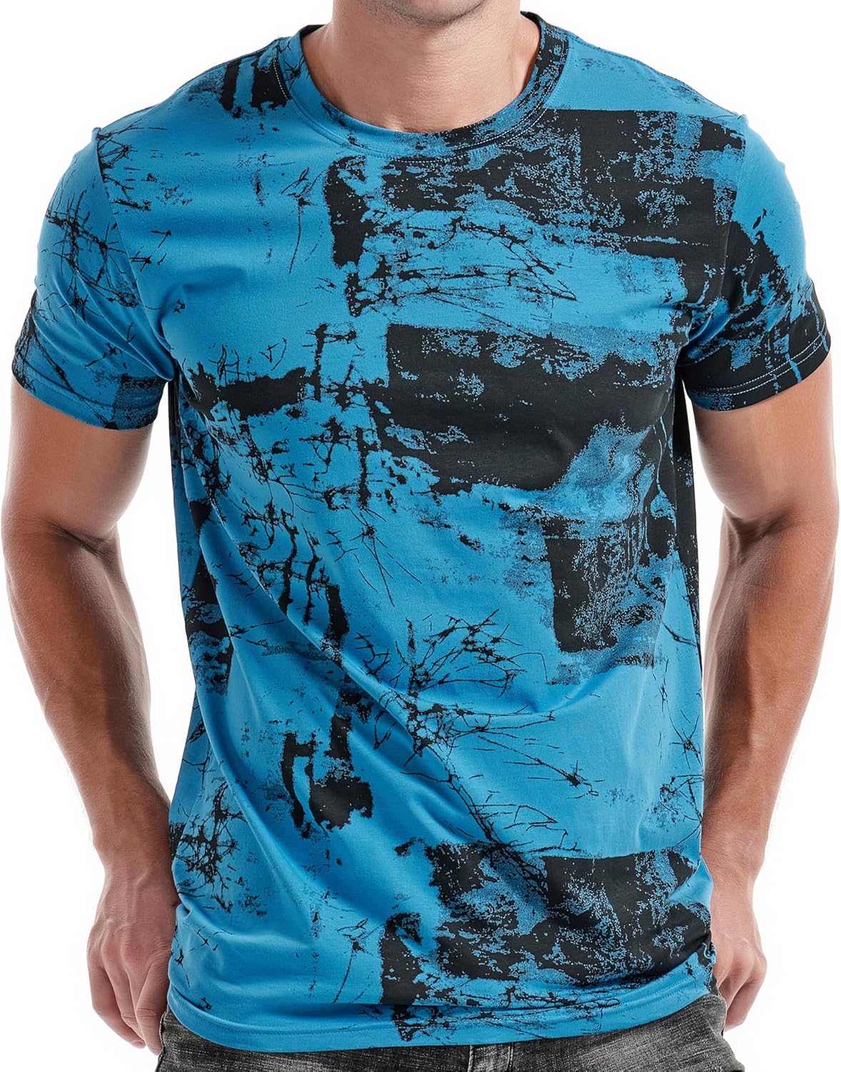 Unique RONOMO Men's Tie Dye T-Shirt, Stylish XXL Fk Blue, Comfortable Men's Shir...