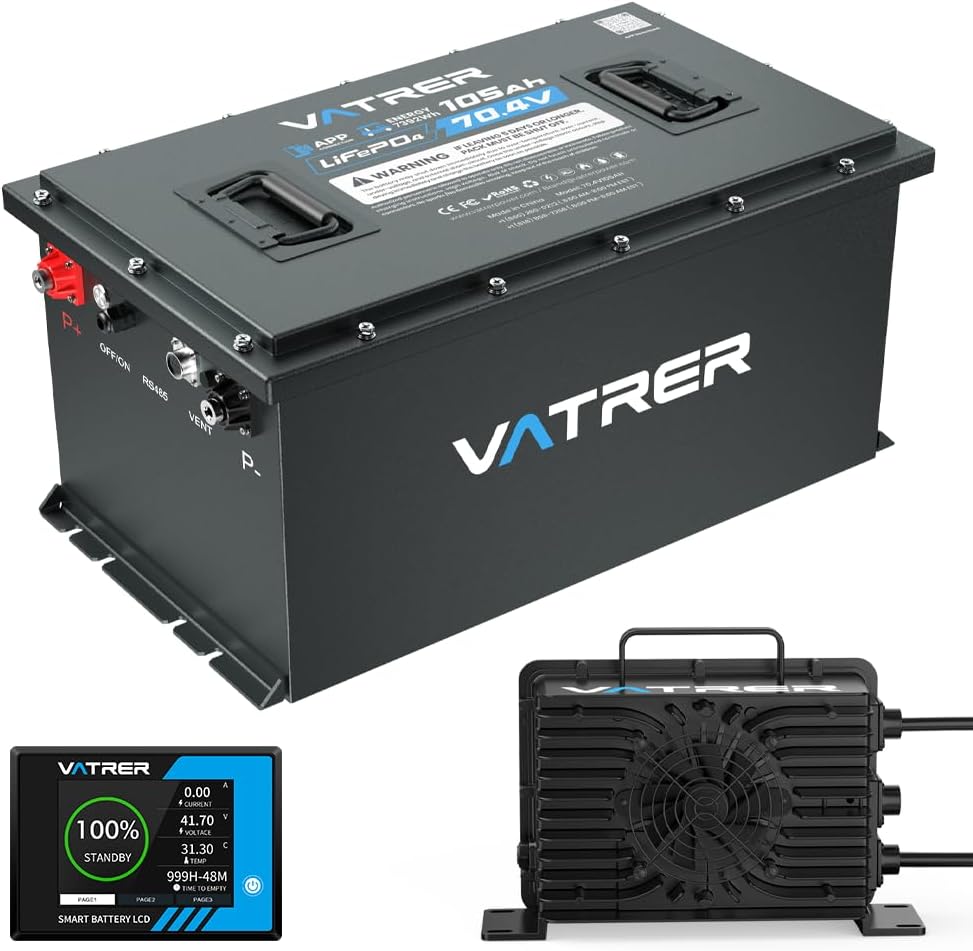 72V (70.4V) Lithium Golf Cart Battery, Reliable Golf Cart Battery with Built-in...