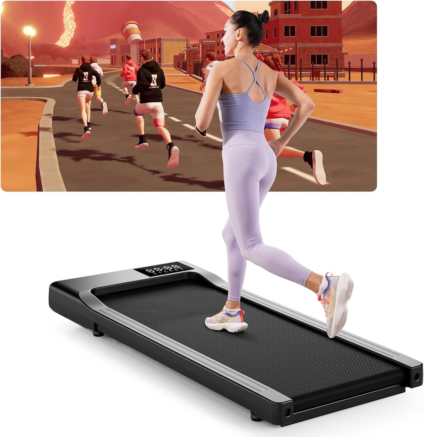 Superun Raceable Walking Pad with App Control, Under Desk Treadmill for Smart De...