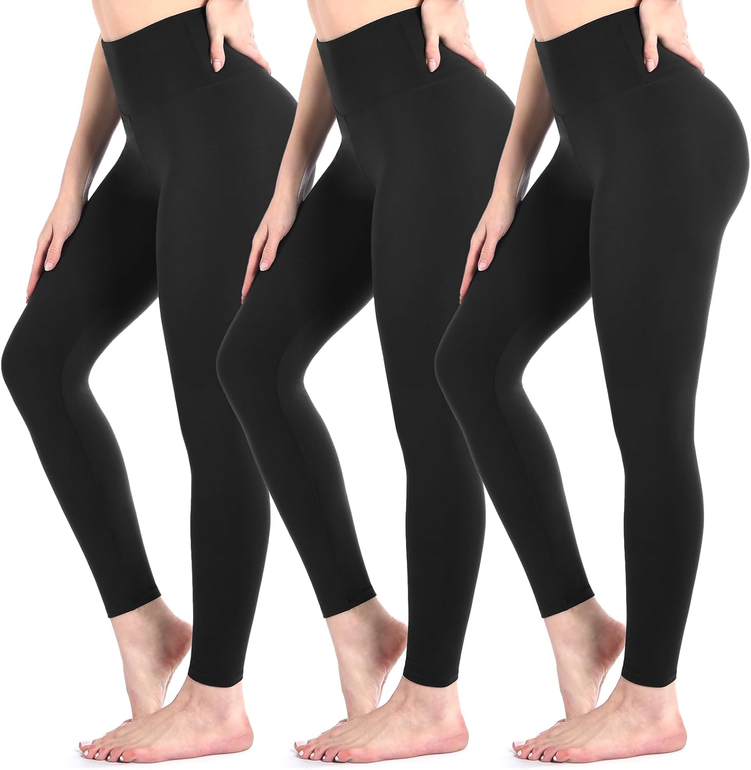 Sanpetix 3 Pack Black Leggings for Women, High Waisted Buttery Soft Leggings for...