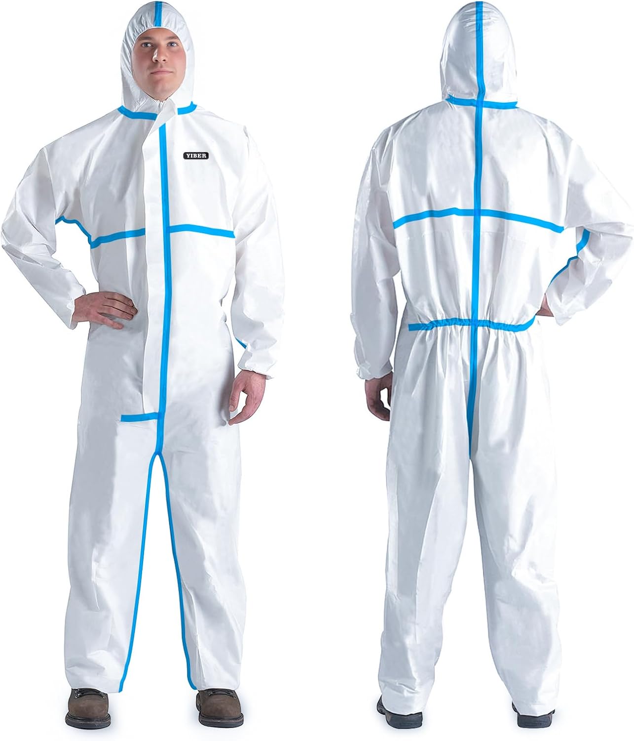 High-Quality YIBER Hazmat Suit, Special Disposable Coveralls Protective Suit wit...