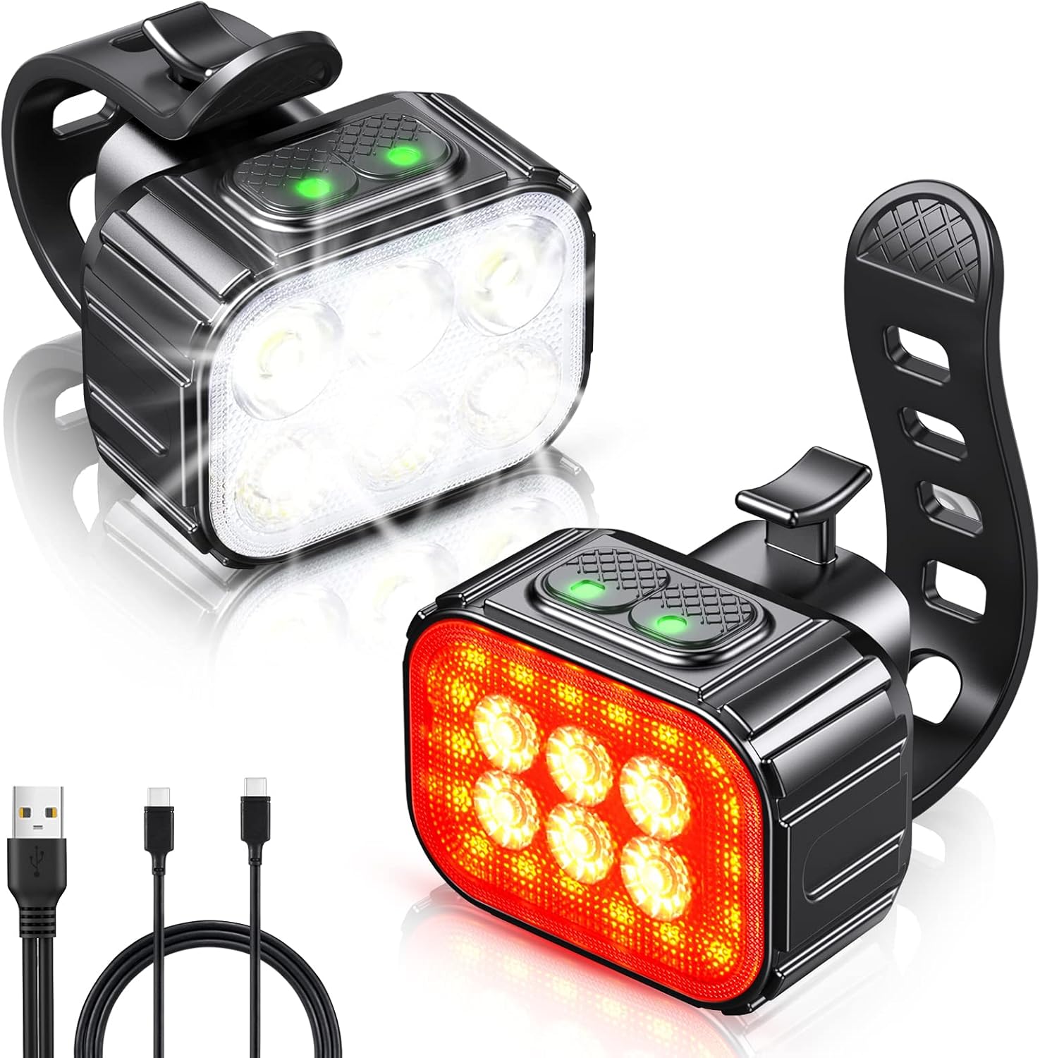 Bike Lights Set Super Bright, CIRYCASE USB Rechargeable Bike Light with Spot & F...