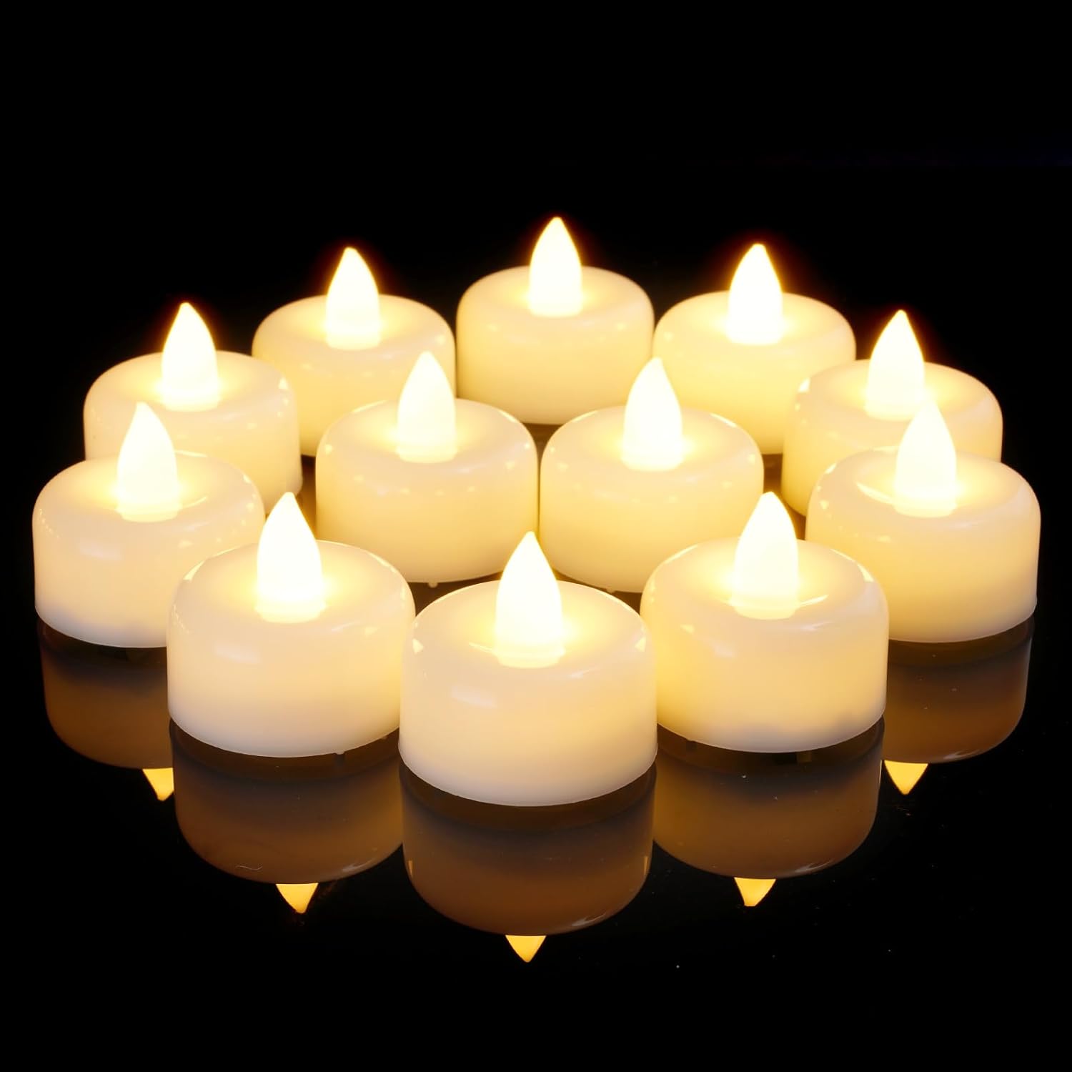 AMAGIC 50 Pack Flameless LED Battery Operated Tea Lights Candles Electric Fake T...