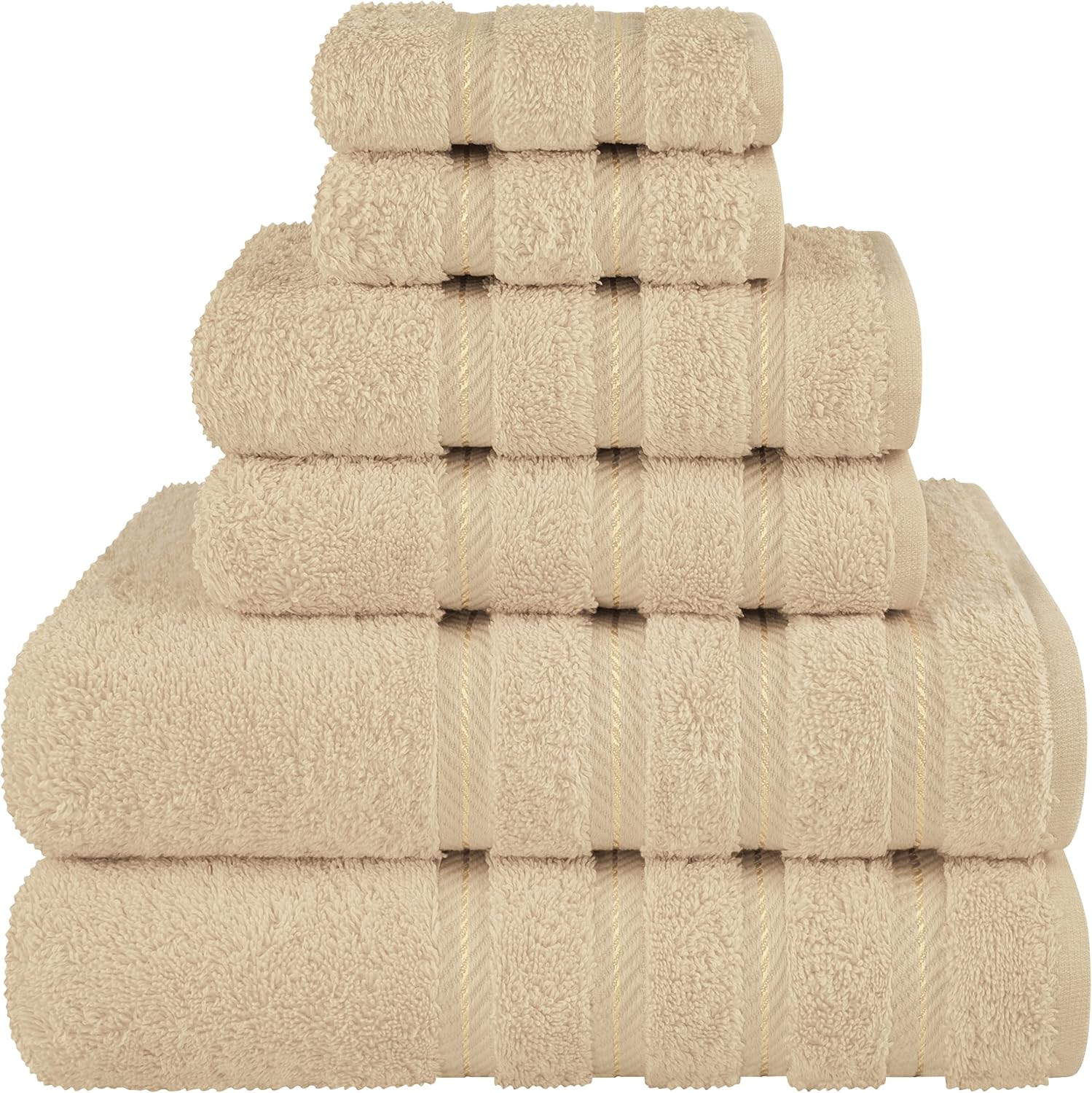American Soft Linen Luxury 6 Piece Towel Set, 2 Bath Towels 2 Hand Towel 2 Washc...