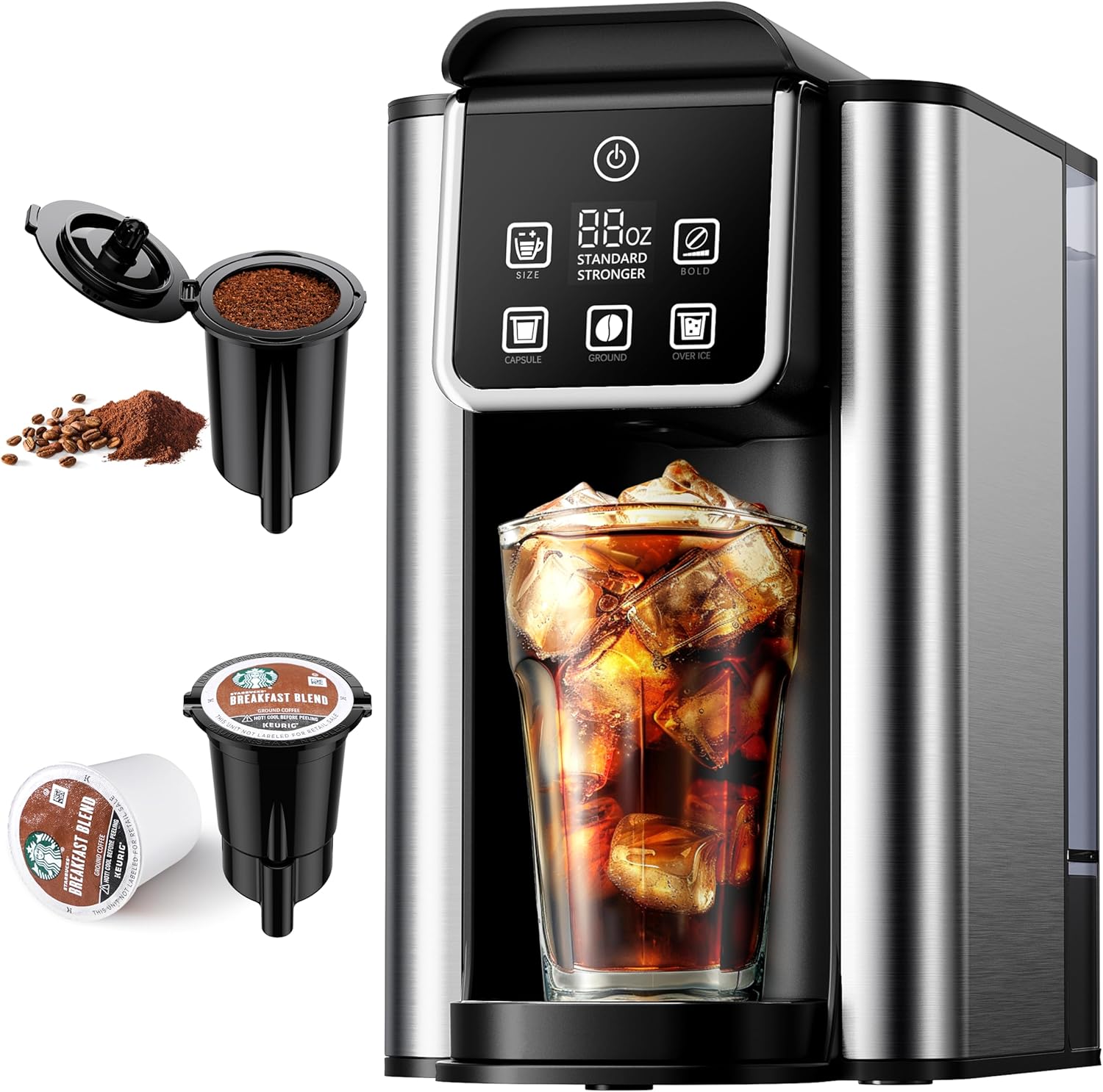Hot & Iced Coffee Maker with Bold Setting, Single Serve Coffee Maker for K Cup a...
