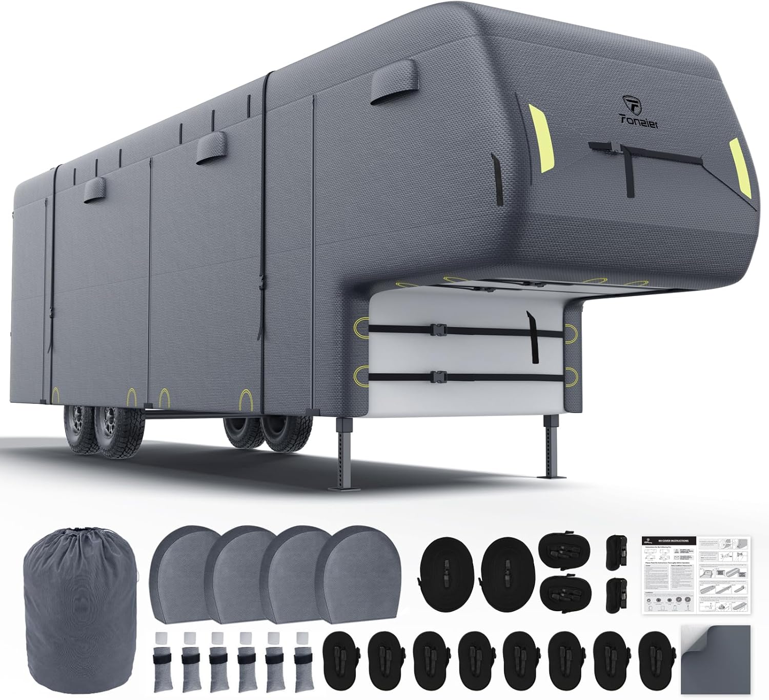 5th Wheel RV Cover 34-37ft, Unique Heavy Duty Camper Cover with 7 Layer Top, Spe...