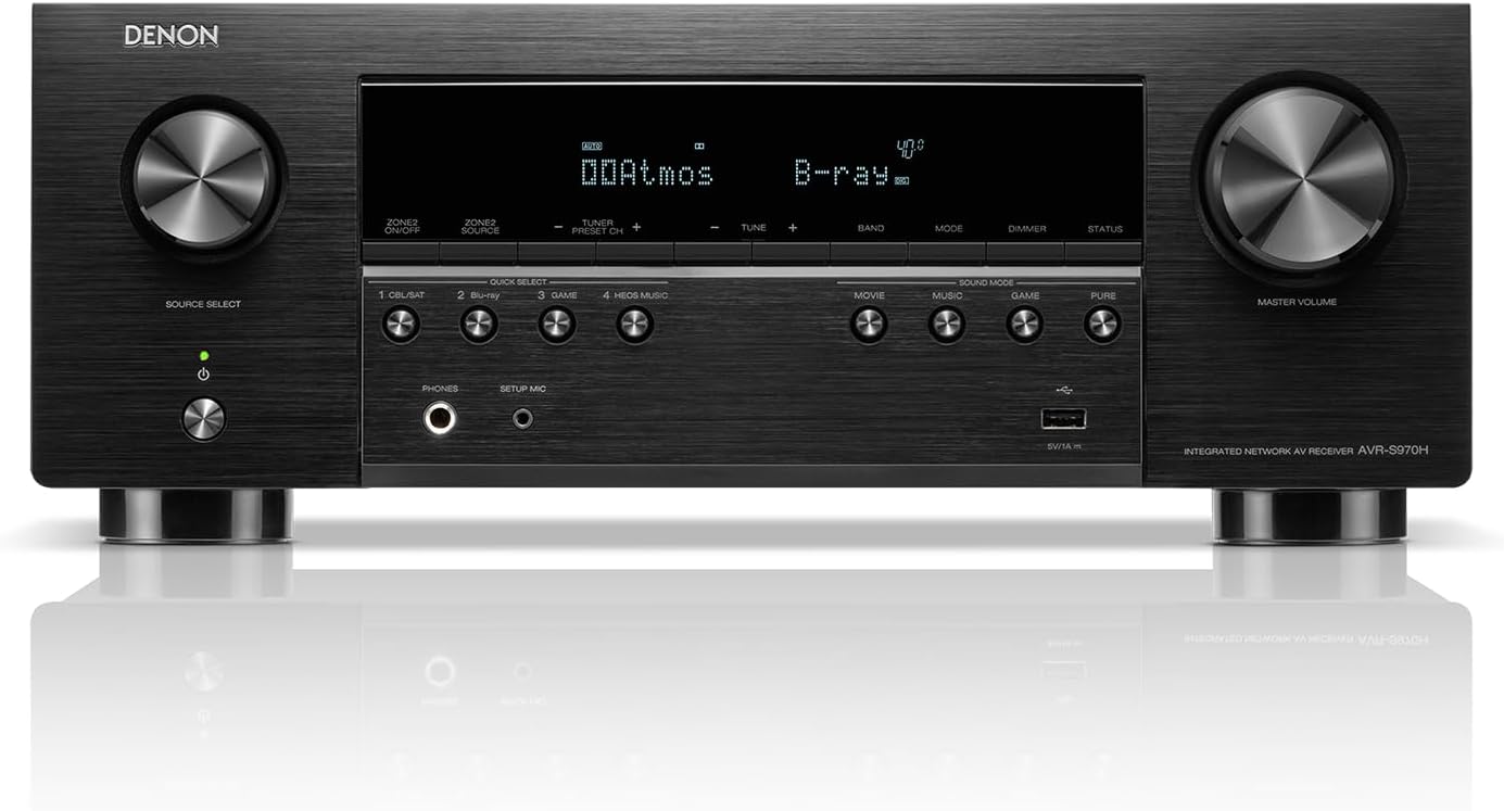 Denon AVR-S970H 8K Ultra HD 7.2 Channel (90Watt X 7) AV Receiver - Built for Gam...