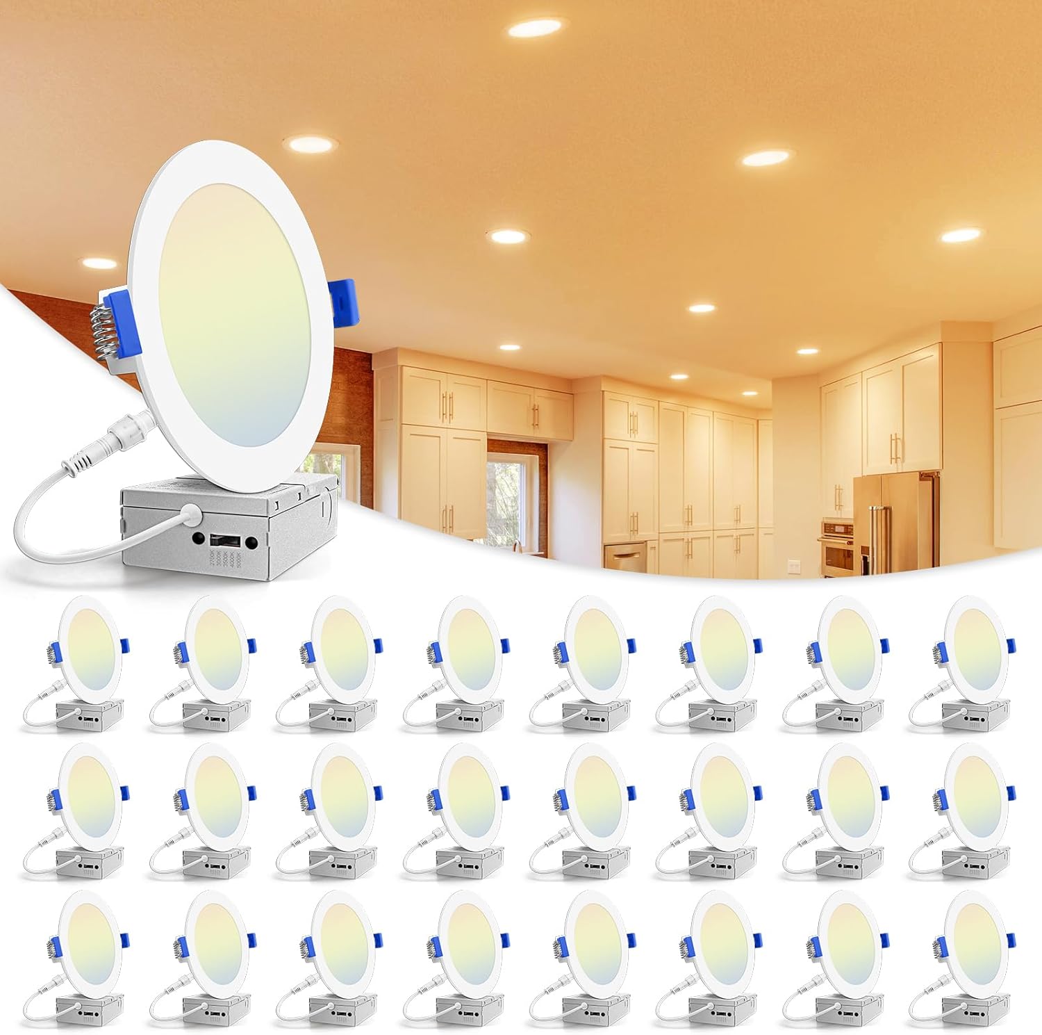 VOLISUN 24 Pack 6 inch Recessed Lighting, 5CCT LED Recessed Light with Junction...