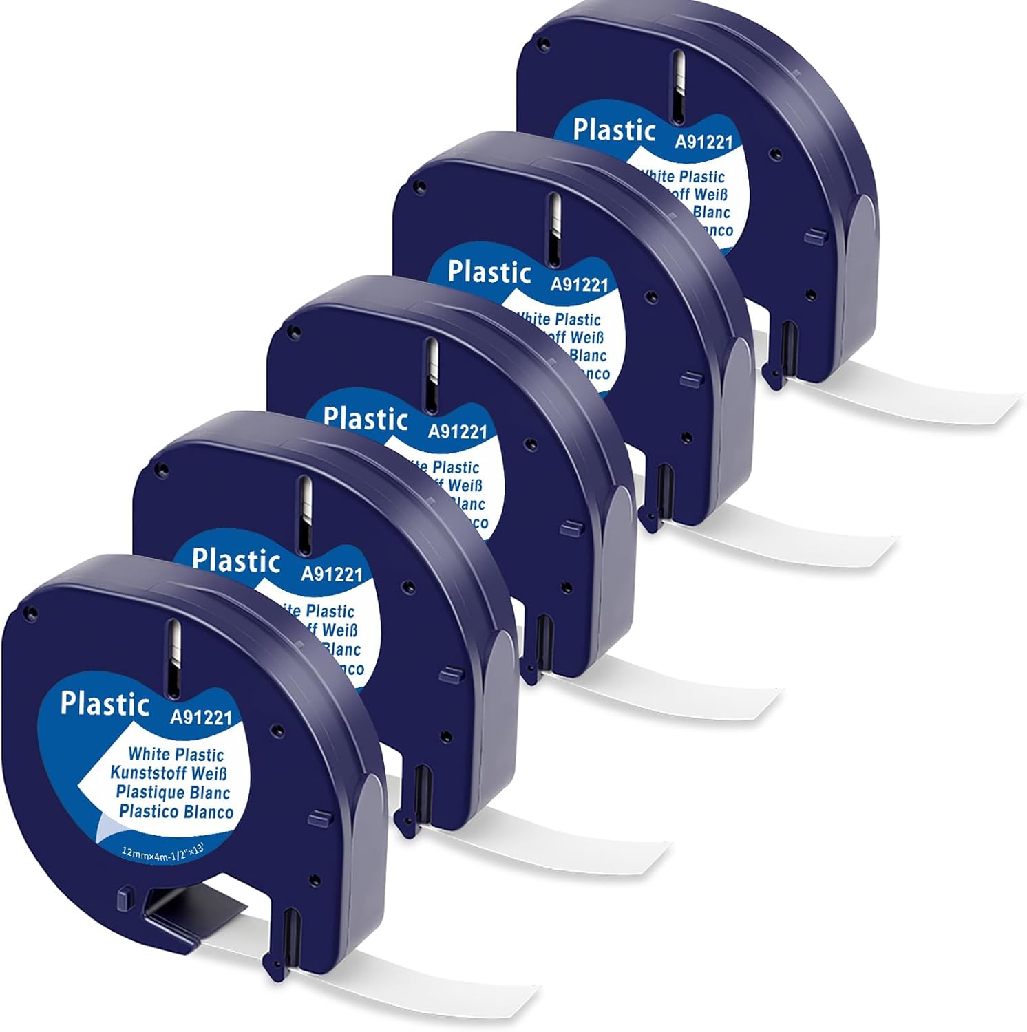 5-Pack MarkField Label Tape Replacement for Dymo Letratag Tape Plastic White 12m...