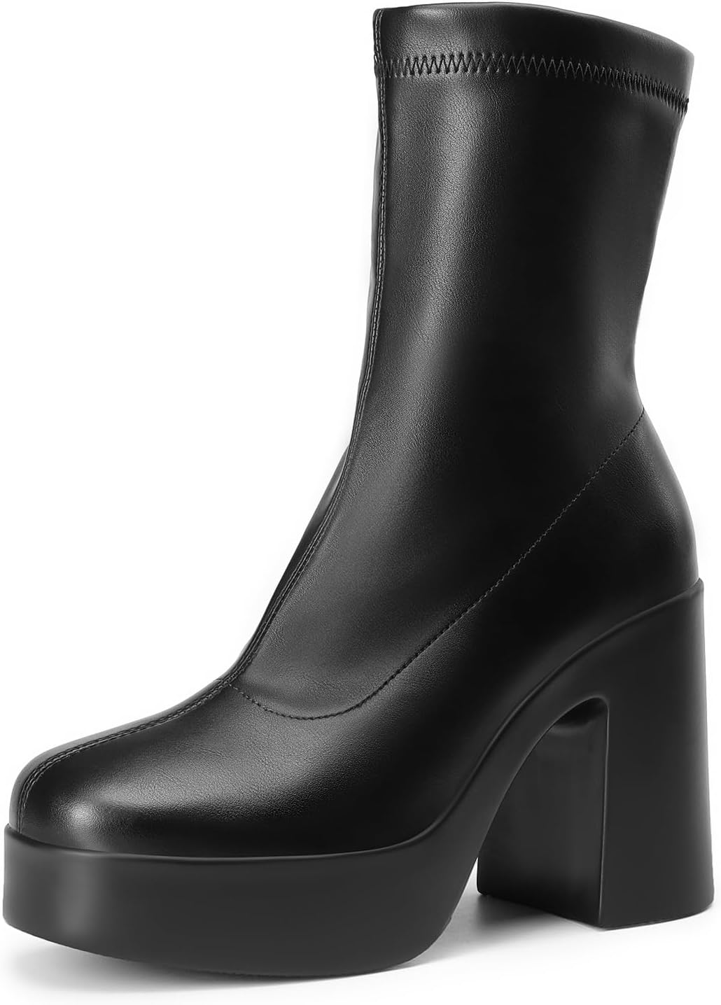 DREAM PAIRS Women's Platform Gogo Ankle Boots, Special High Chunky Block Heel Bo...