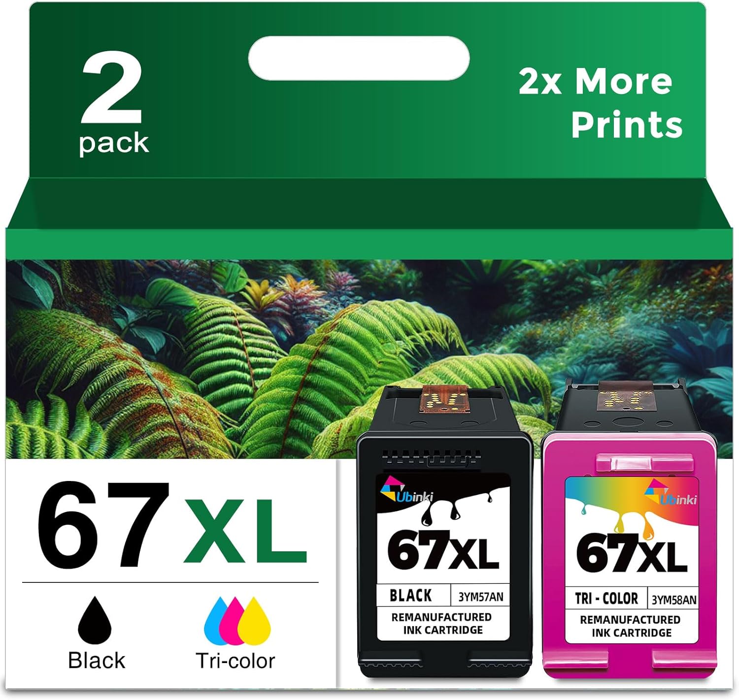 67XL Ink Cartridge Black/Color Combo Pack Replacement for HP Ink 67 67XL HP67 XL...