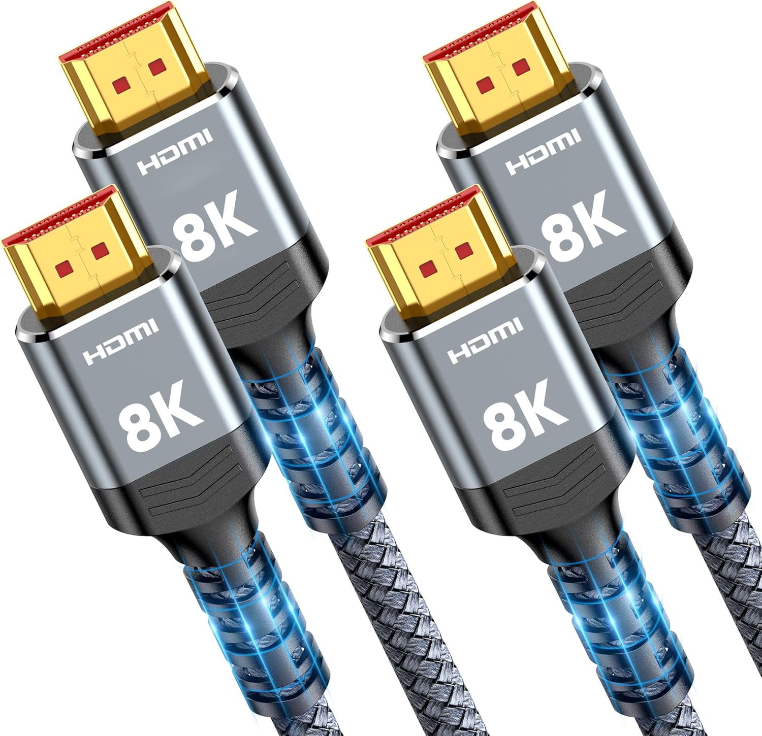 Snowkids 8K HDMI Cable 3 Meters 2 Pack, HDMI 2.1 Cable, 8K@60Hz HDMI Lead, 4K@12...