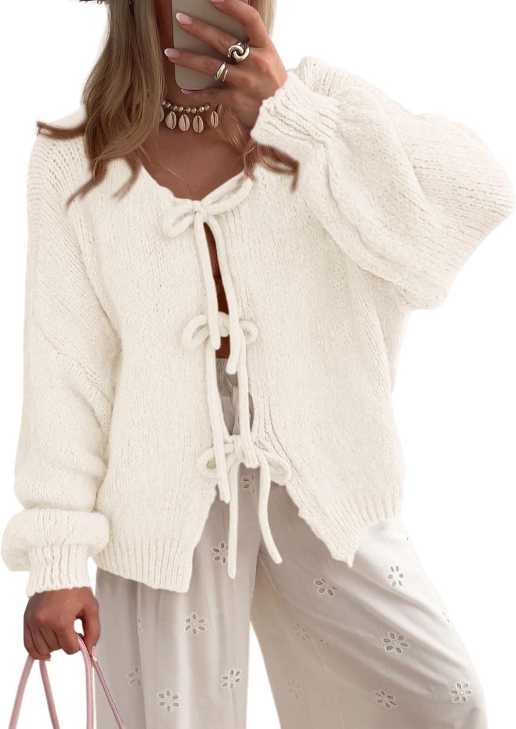 Trendy PRETTYGARDEN Women's Cardigan, Special Tie Front Bow Sweater, Innovative...