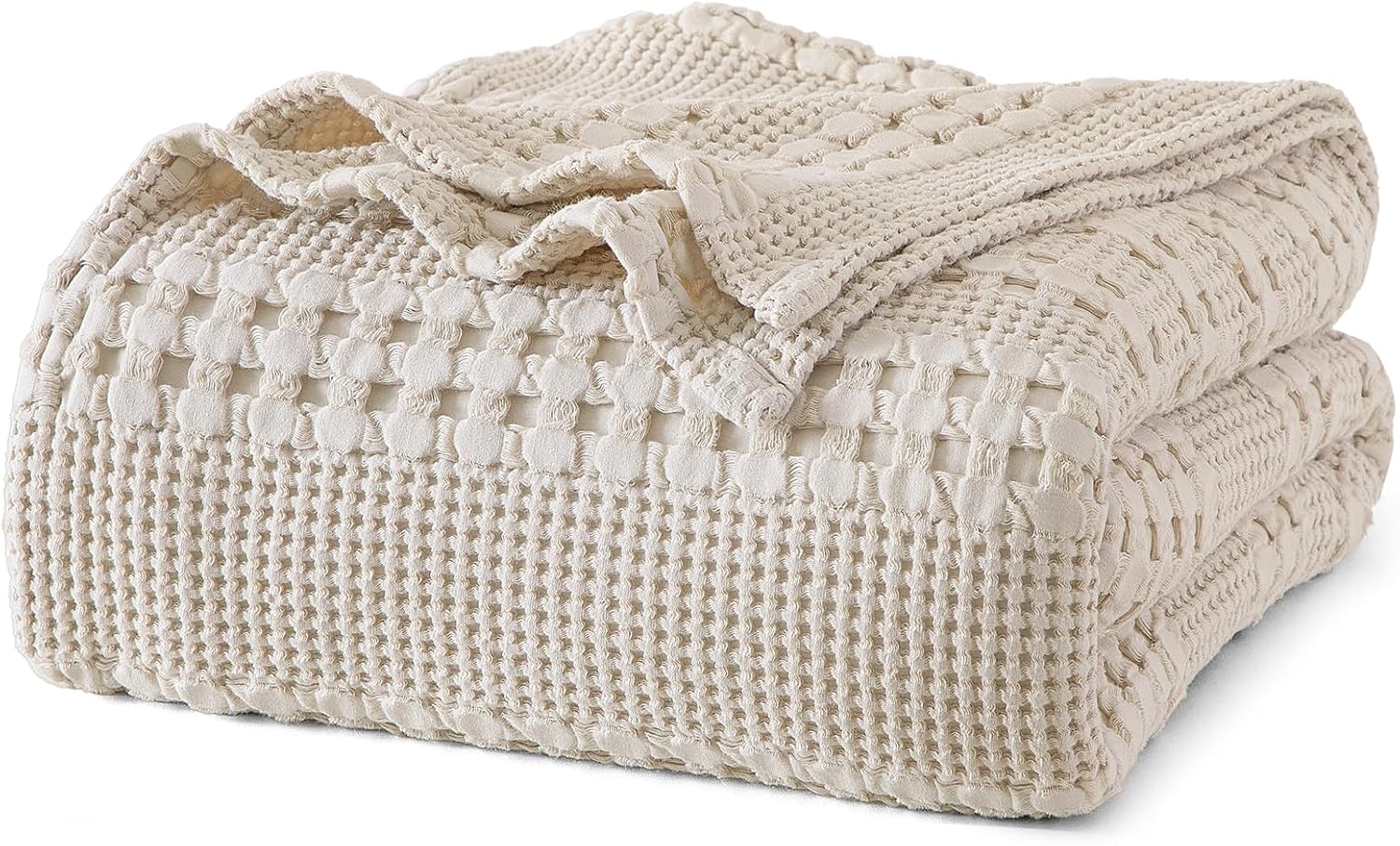 PHF 100% Cotton Waffle Weave Blanket King Size for Bed, Soft Lightweight & Breat...