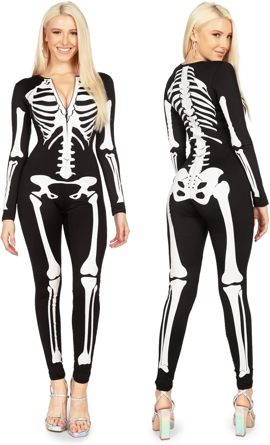 Tipsy Elves Form Fitting & Flattering Skeleton Bodysuits for Halloween - Women's...