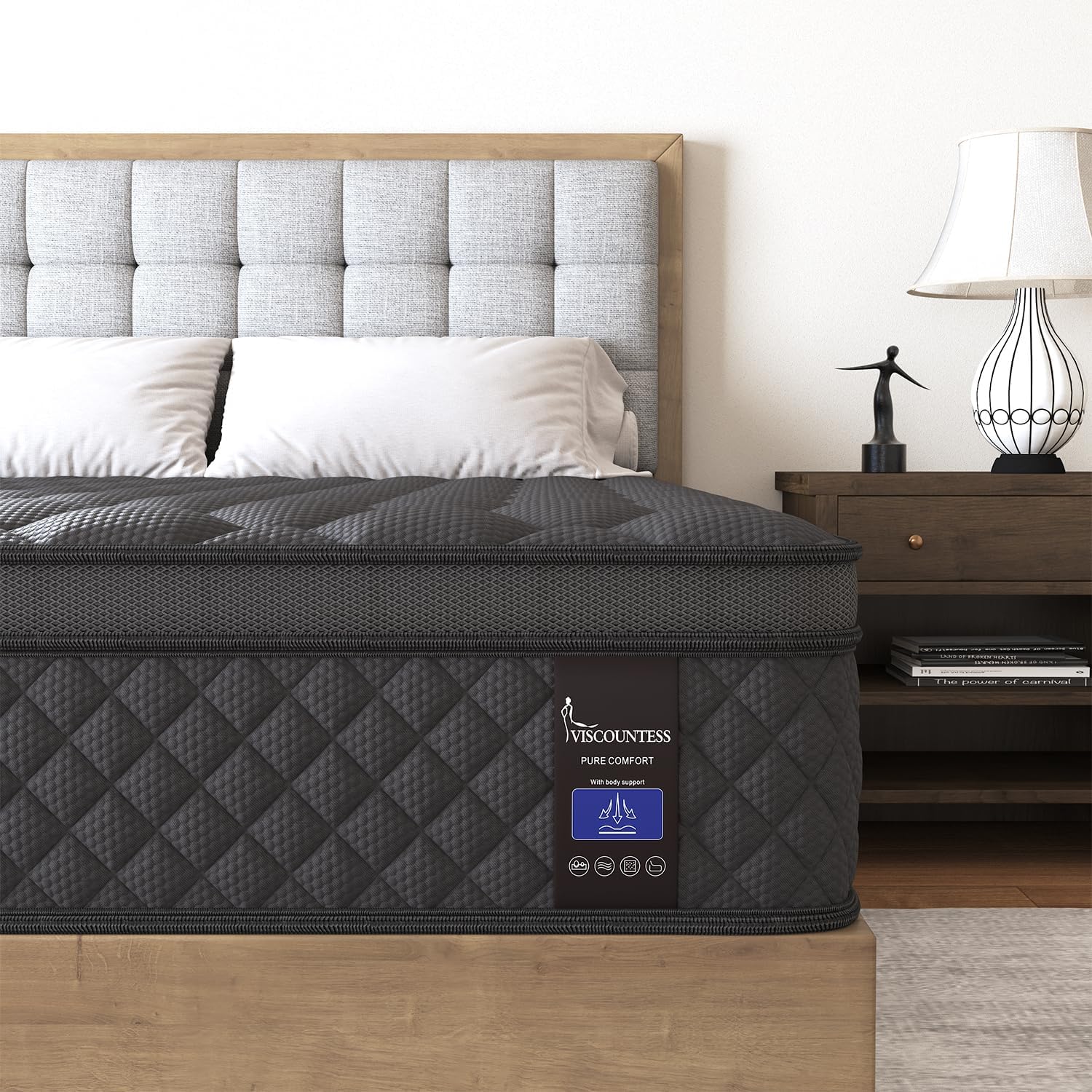 King Hybrid Mattress, Premium Medium Mattress for Back Comfort, High-Quality 14...