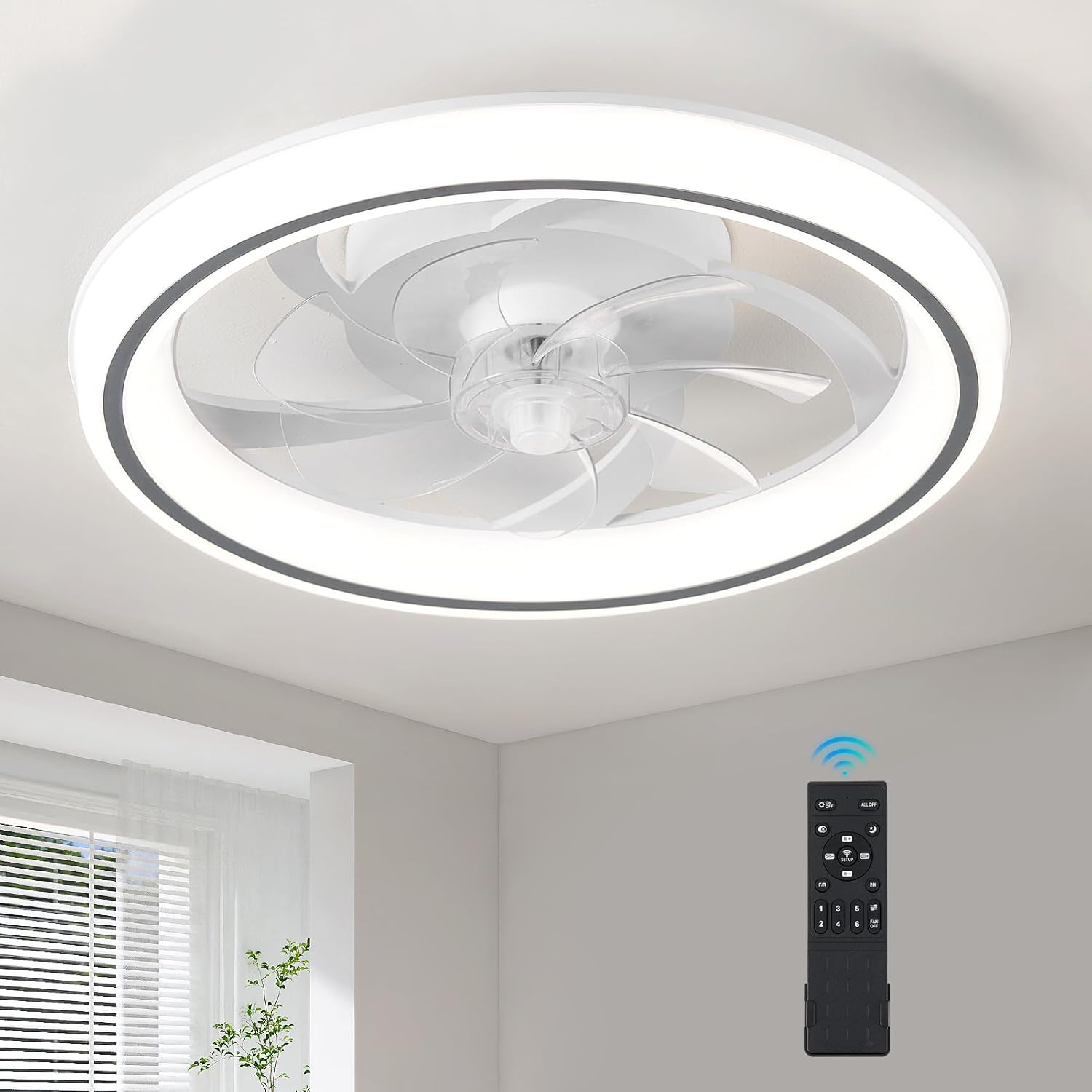 HARPER LIVING 48cm Ceiling Fan with Lights & Remote, 50W 4000LM Dimmable LED 3 C...