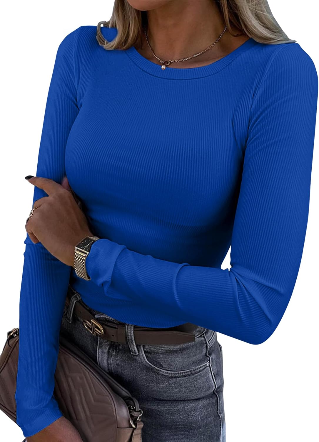 Roselux Women's Long Sleeve T-Shirt, Special Fitted Casual Basic Tops, Unique Cr...