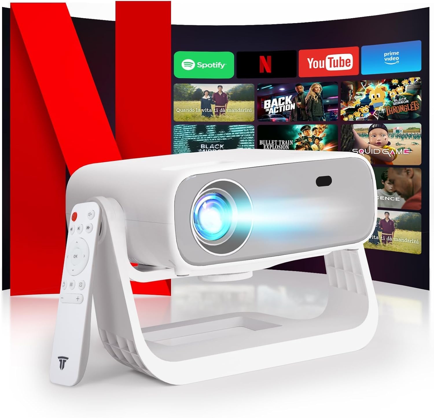 Wielio 2025 New Smart Projector Built-in Apps, Android 11, Native 1080P 4K Suppo...