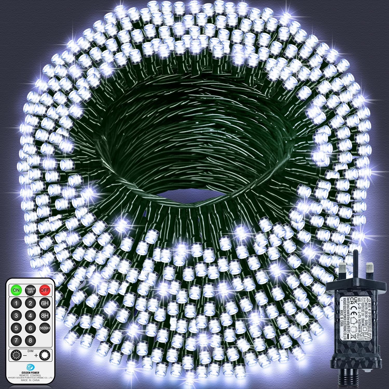 120M 1000 LED Fairy Lights Outdoor Super Long Christmas Lights Plug in Waterproo...