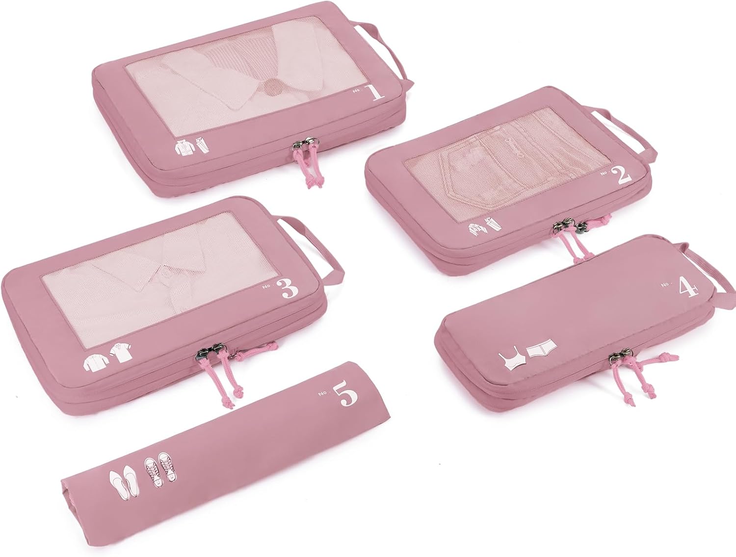 Innovative ECOHUB Compression Packing Cubes, High-Quality 5 Set Organiser Bags T...