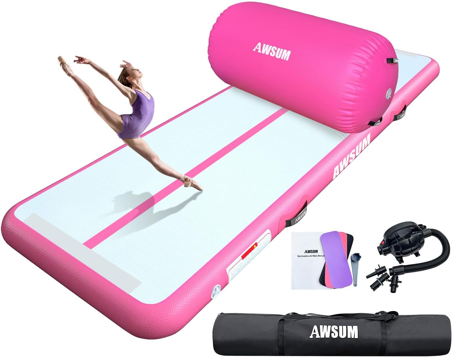 AWSUM Inflatable Air Gymnastics Mat 10ft/13ft/16ft/20ft/23ft Training mat 4/8 in...