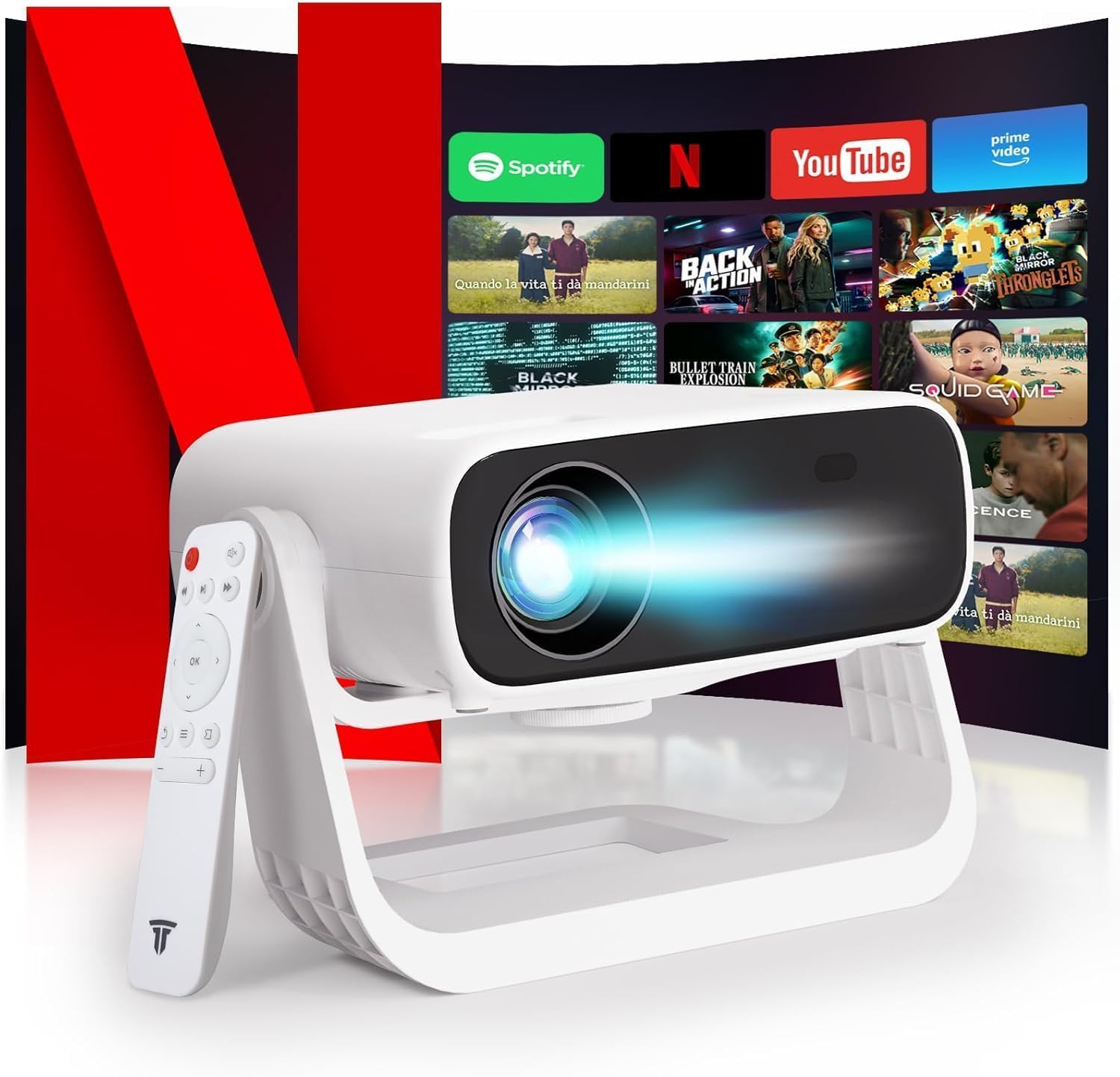 Wielio 2025 New Smart Projector Built-in Apps, Native 1080P 4K Supported, WiFi 6...