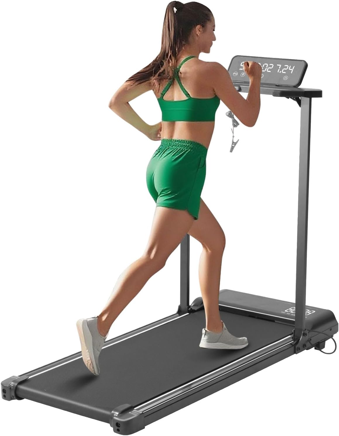 Compact Walking Pad with Handle Bar, Electric Treadmill with Handles and 3.5HP P...
