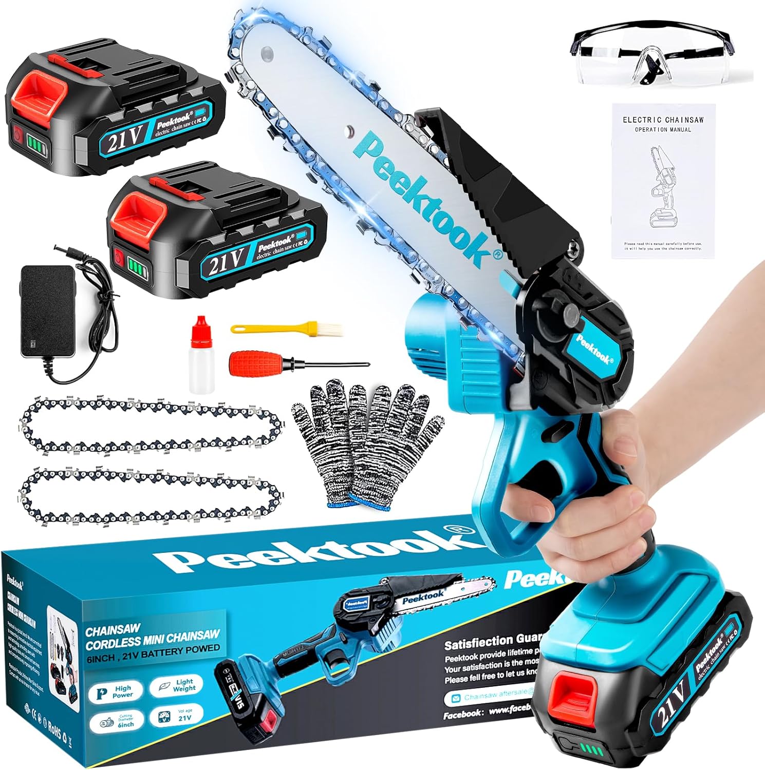 Mini Chainsaw-6 Inch Brushless Motor Cordless Chai...