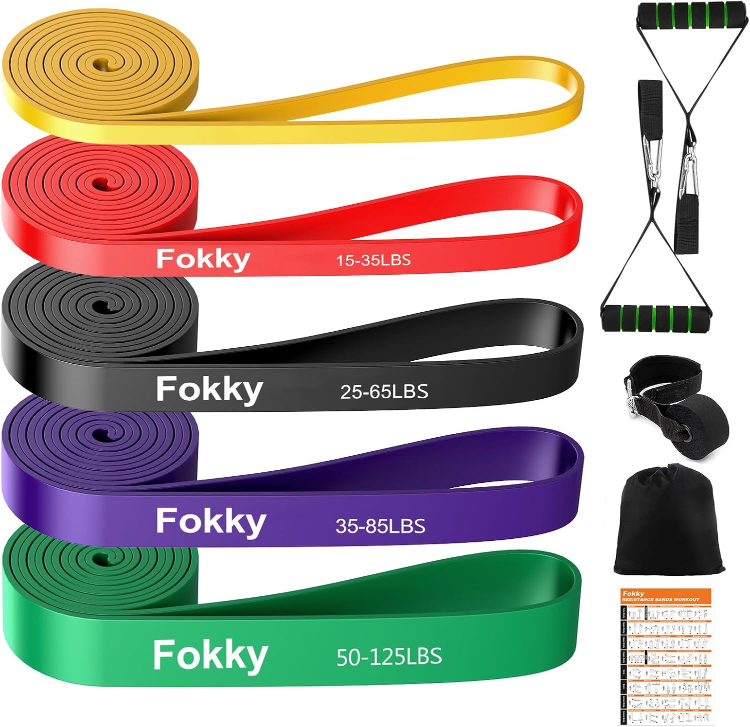 Fokky Resistance Bands Pull Up Bands Set, 5 Levels Resistance Bands set Men Wome...