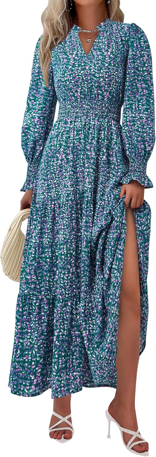 Unique PRETTYGARDEN Women's Floral Maxi Dress, Special Fall Long Sleeve Dress fo...