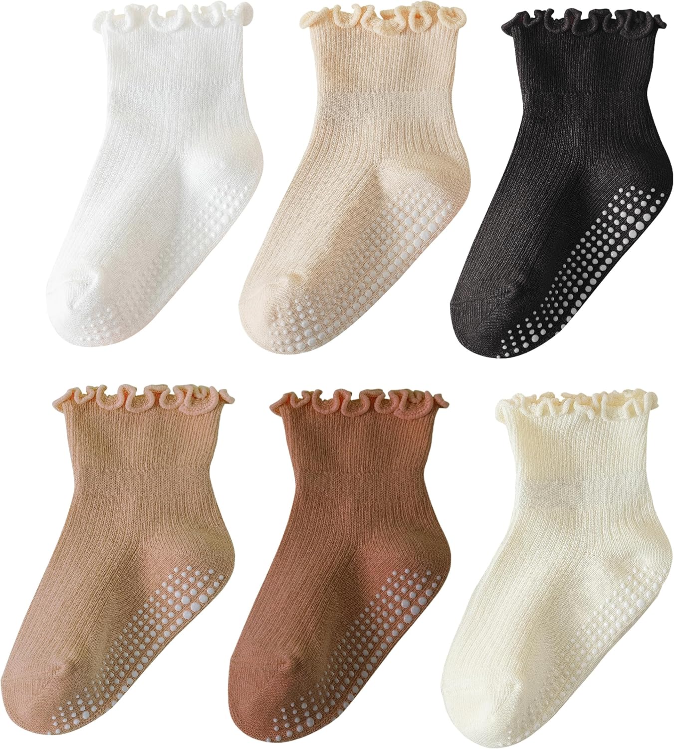 Adorable Toddler Ruffle Socks, Premium Baby Grip Socks for Girls, Non-Slip Gripp...