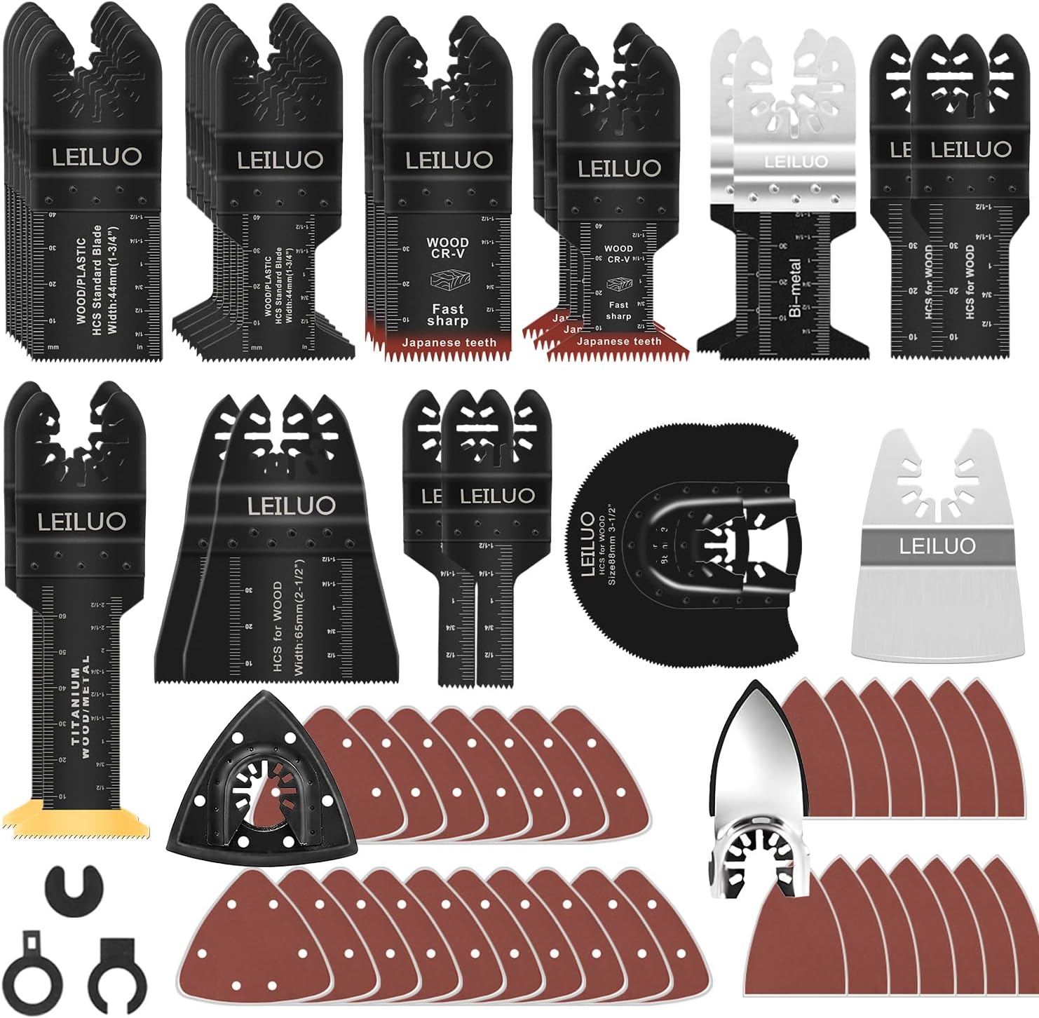 LEILUO 116 Pcs Multitool Blade Kits Cutting and Sandpaper Oscillating Tool Acces...