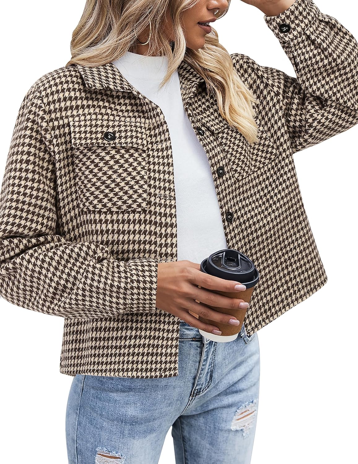 Trendy Zeagoo Women's Flannels, Special Cropped Shacket Jacket, Stylish Fashion...