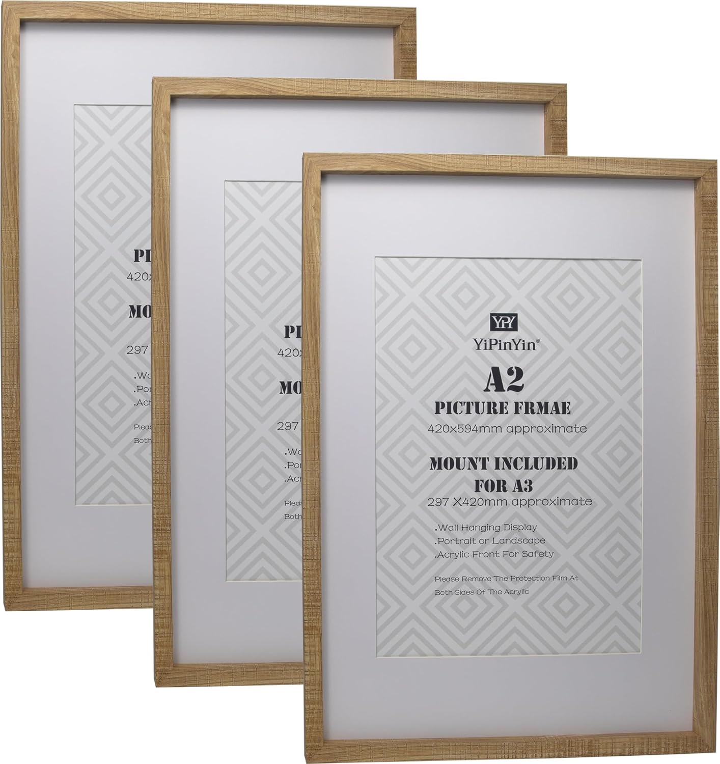 Natural Wood Effect Picture Frames, Special A2 Size Boxed Frame Set, Innovative...