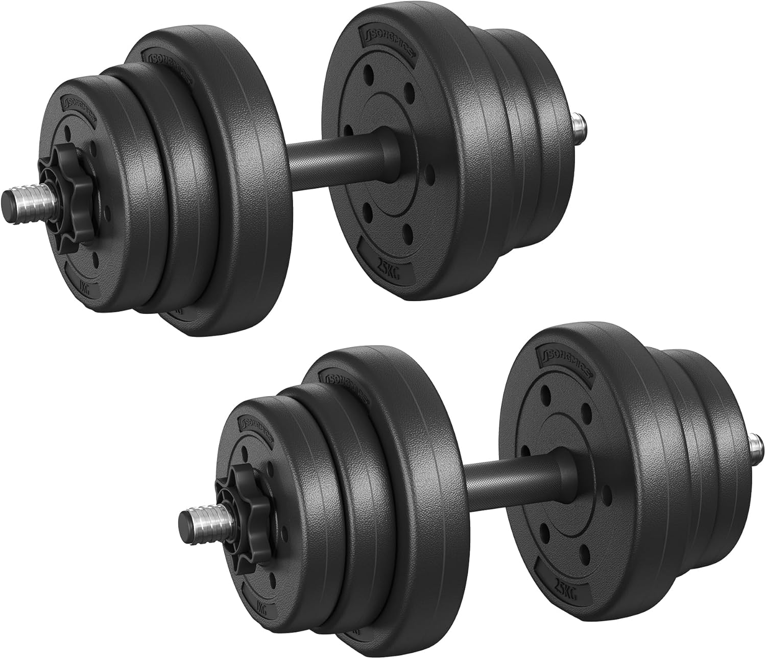 SONGMICS Dumbbells Set, Innovative Adjustable Dumbbells with Plastic-Coated Weig...