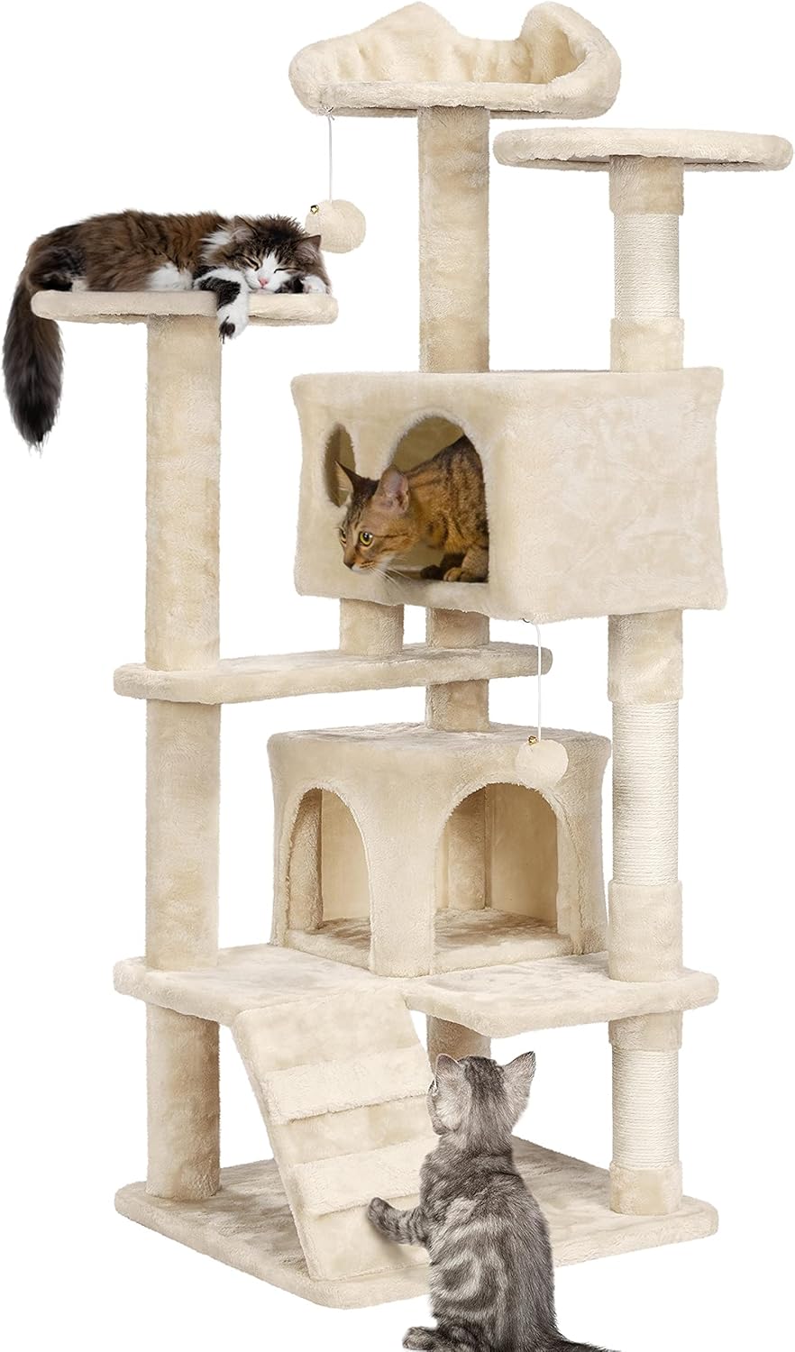 Unique Yaheetech Cat Tree, Special 138.5cm Climbing Tree House for Indoor Kitten...