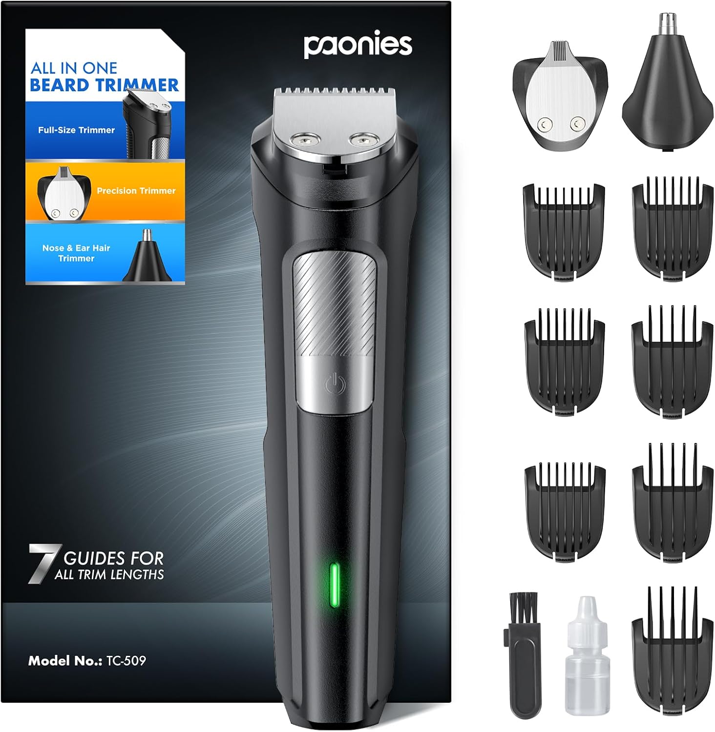 Beard Trimmer Hair Clippers Men, Nose & Ear Trimmer, 9-in-1 Body Groomer Men Kit...