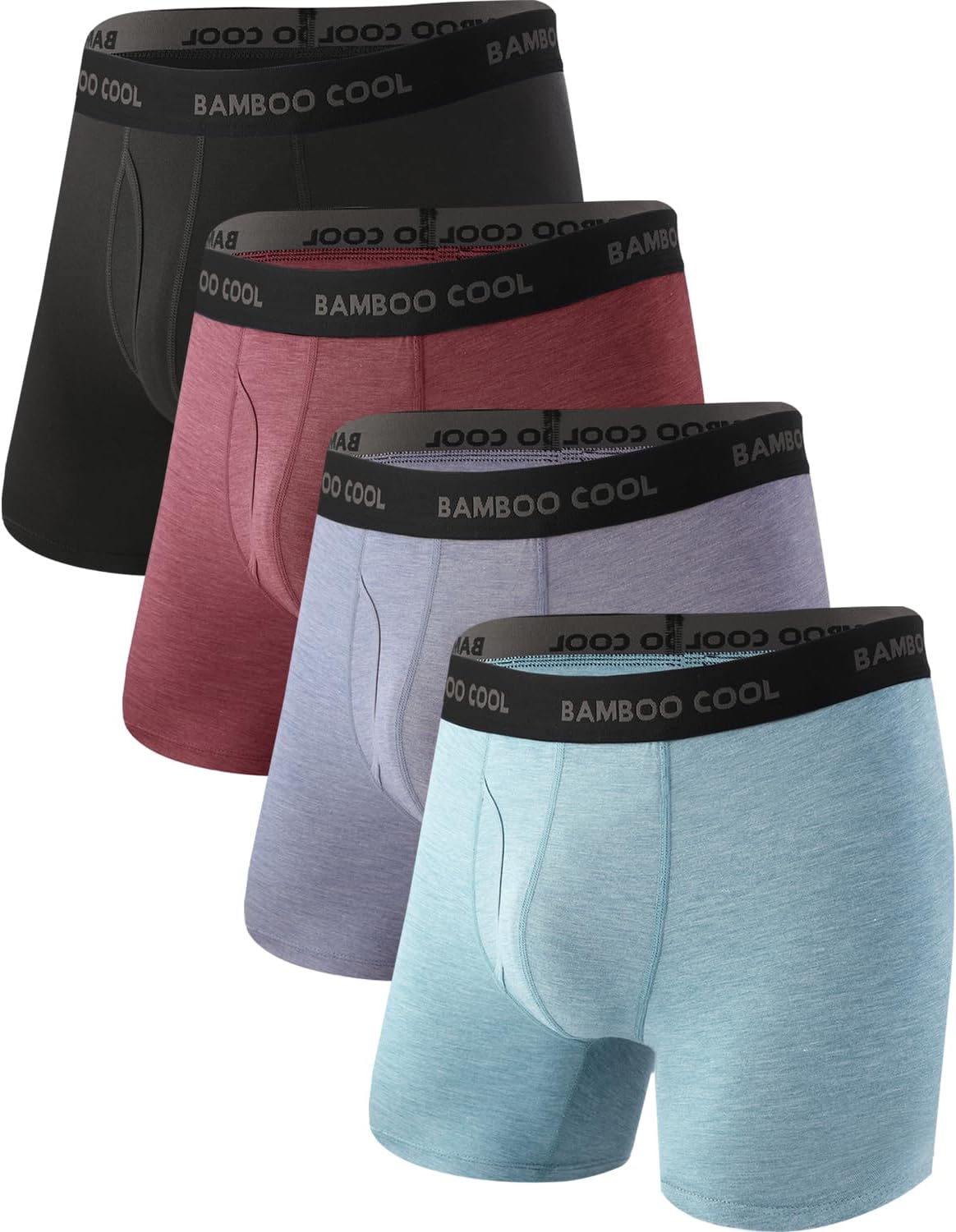 BAMBOO COOL Men's Ultra Breathable Underwear,No Riding Up Boxer Briefs with Comf...
